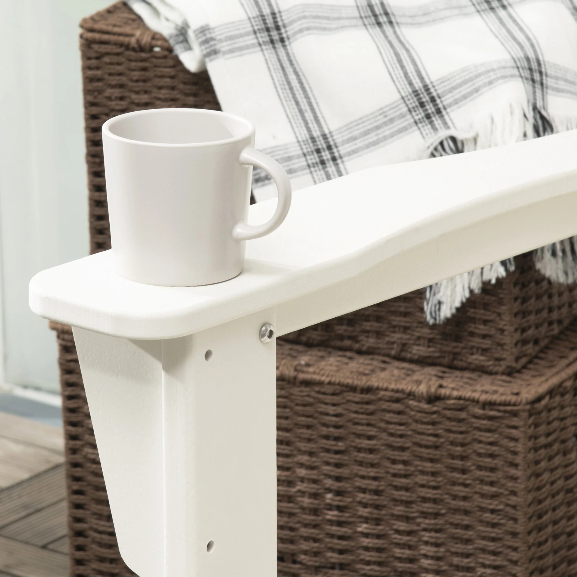 All Weather Adirondack Porch Rocker Chair, for Patio, Garden, Lawn, White - Image 9