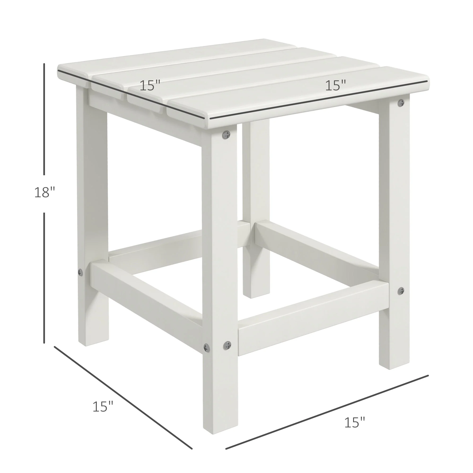 15" Patio Accent Table, Square Coffee Table for Indoor Outdoor, White - Image 5