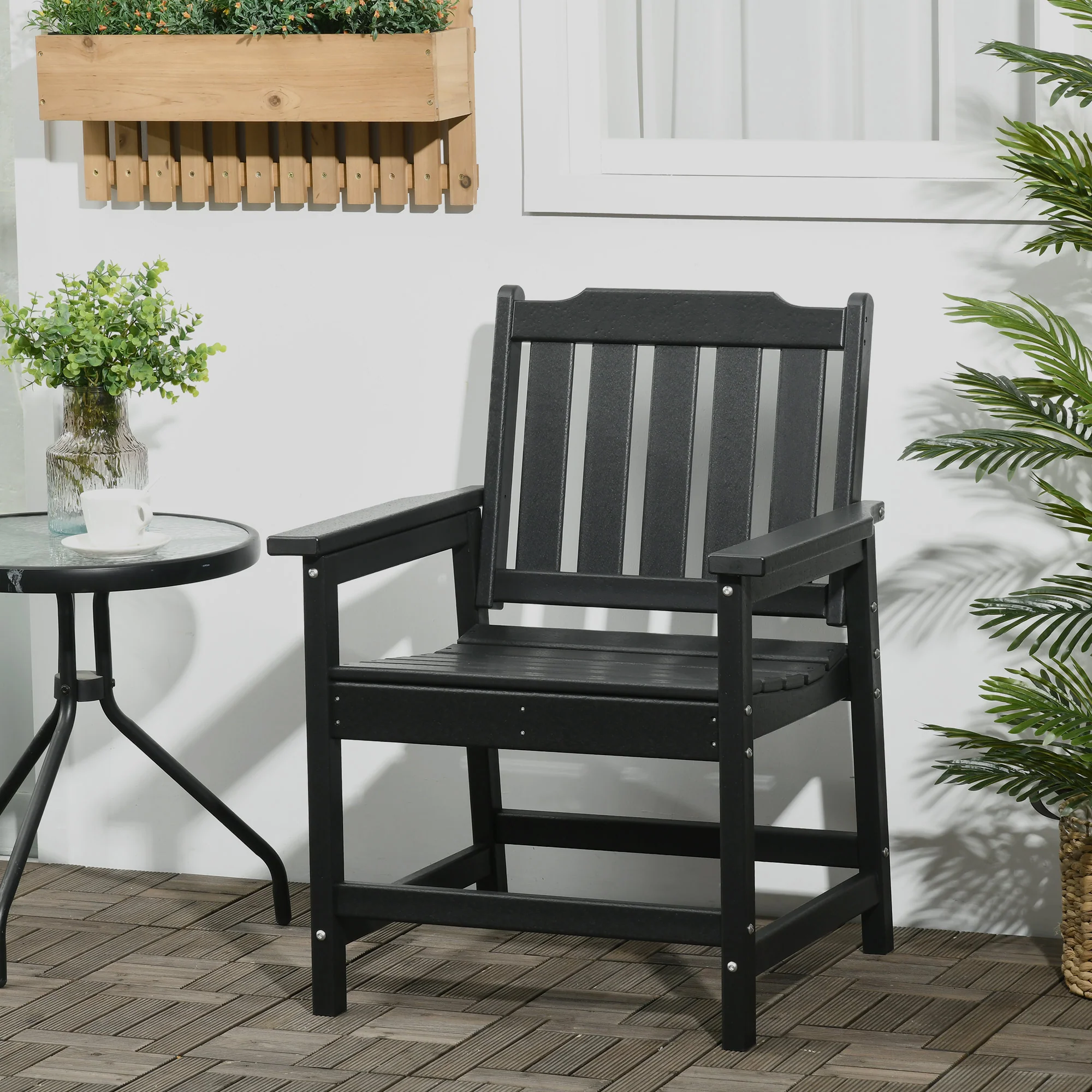 Heavy Duty All-Weather Wood-Like Patio Dining Chair, Black - Image 4