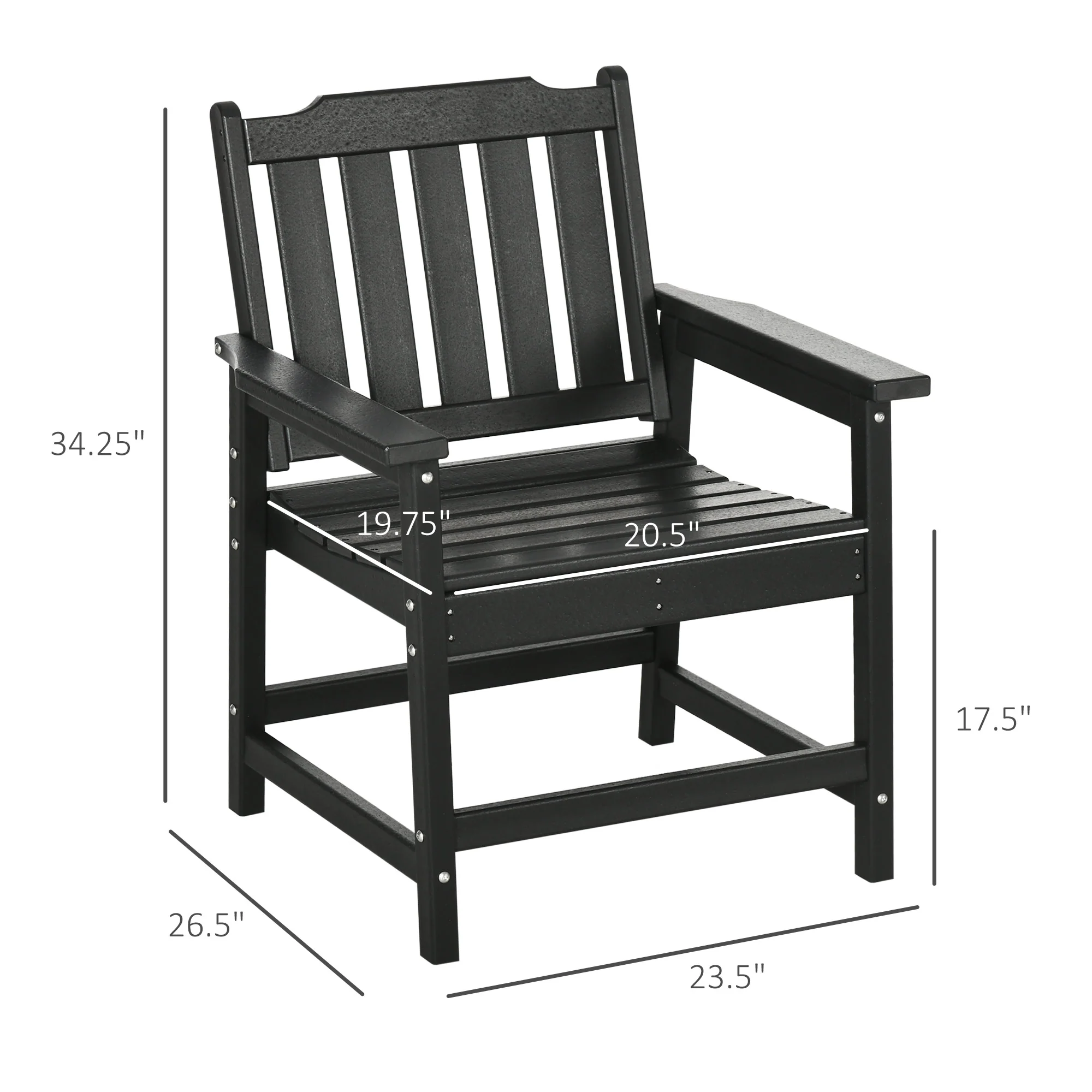 Heavy Duty All-Weather Wood-Like Patio Dining Chair, Black - Image 5
