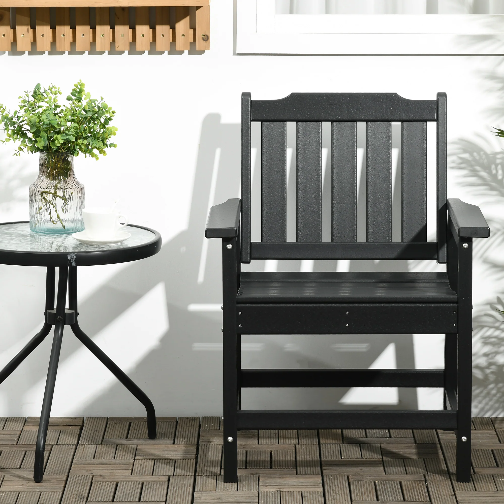 Heavy Duty All-Weather Wood-Like Patio Dining Chair, Black - Image 9