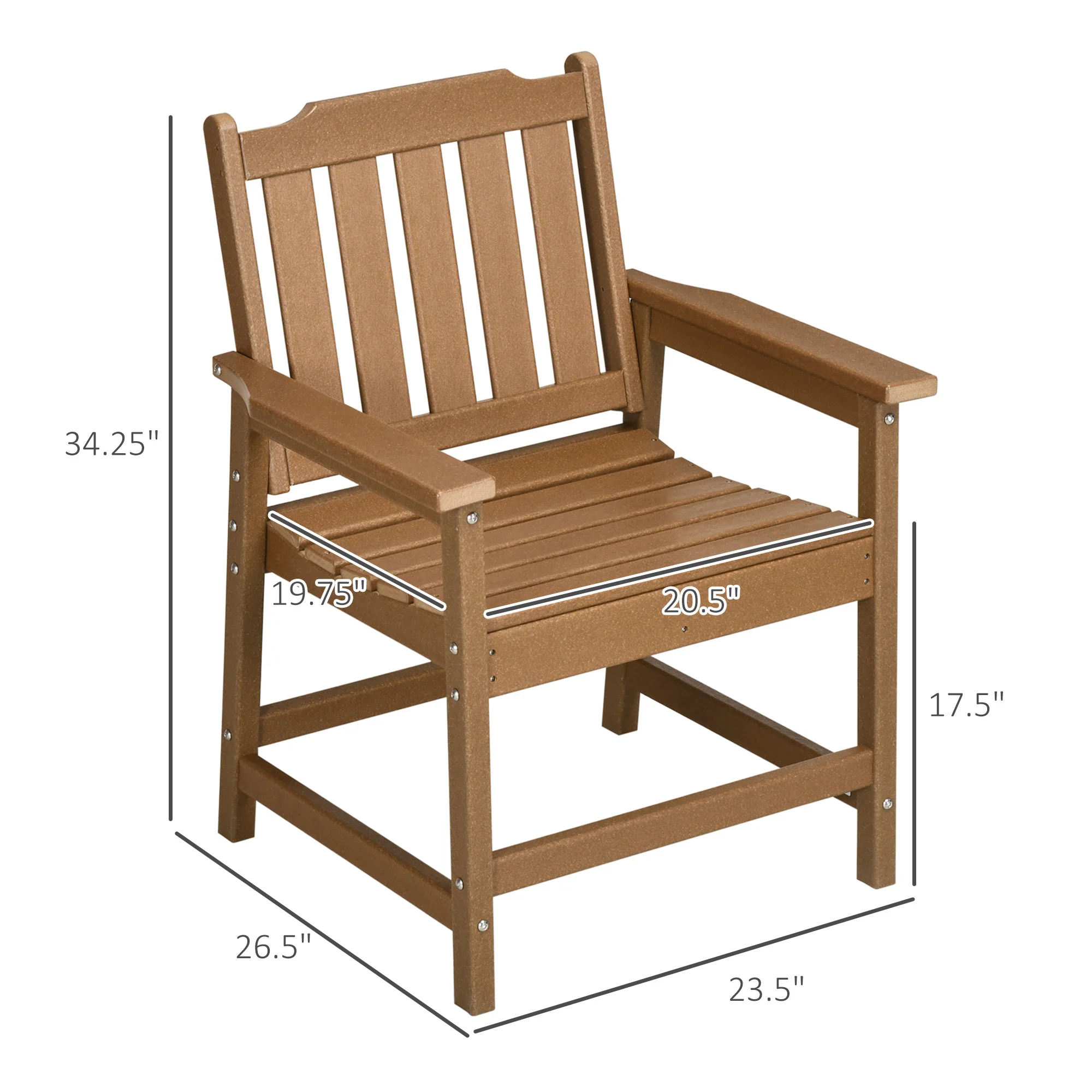 Heavy Duty All-Weather Wood-Like Patio Dining Chair, Brown - Image 5