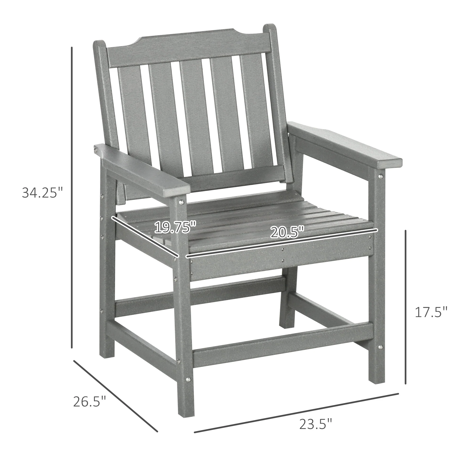 Heavy Duty All-Weather Wood-Like Patio Dining Chair, Gray - Image 5