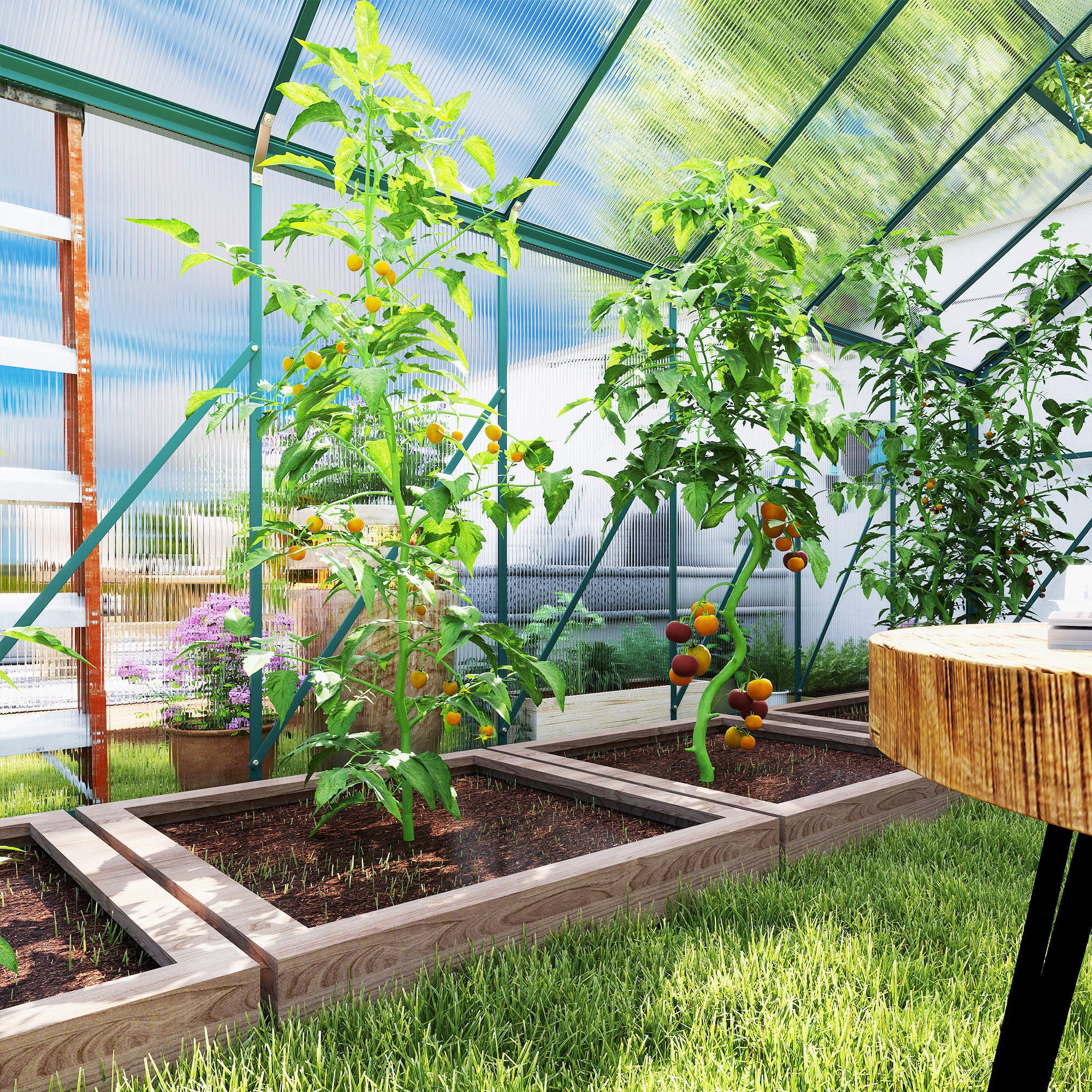 BloomGreen 16' x 8' Greenhouse with Roof Vent and Sliding Door Green - Image 11