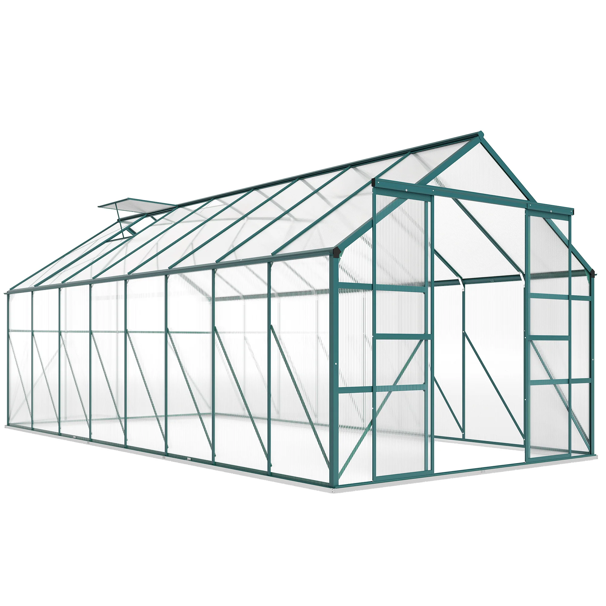 BloomGreen 16' x 8' Greenhouse with Roof Vent and Sliding Door Green - Image 12