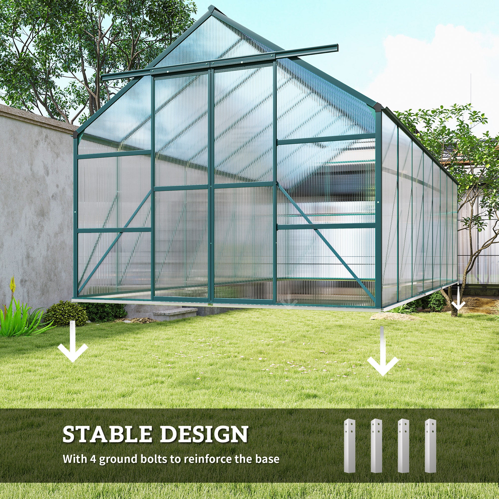 BloomGreen 16' x 8' Greenhouse with Roof Vent and Sliding Door Green - Image 8