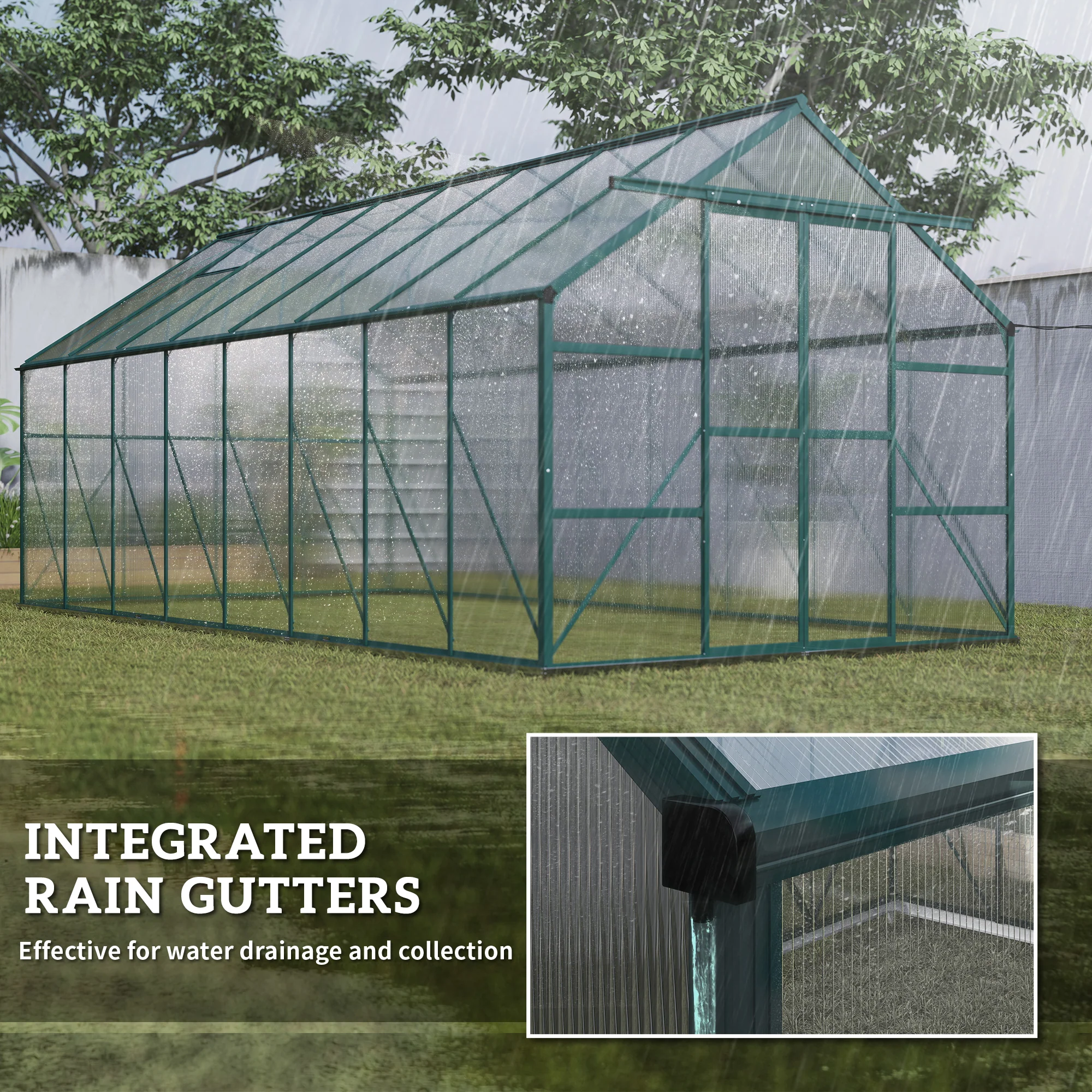 BloomGreen 16' x 8' Greenhouse with Roof Vent and Sliding Door Green - Image 9