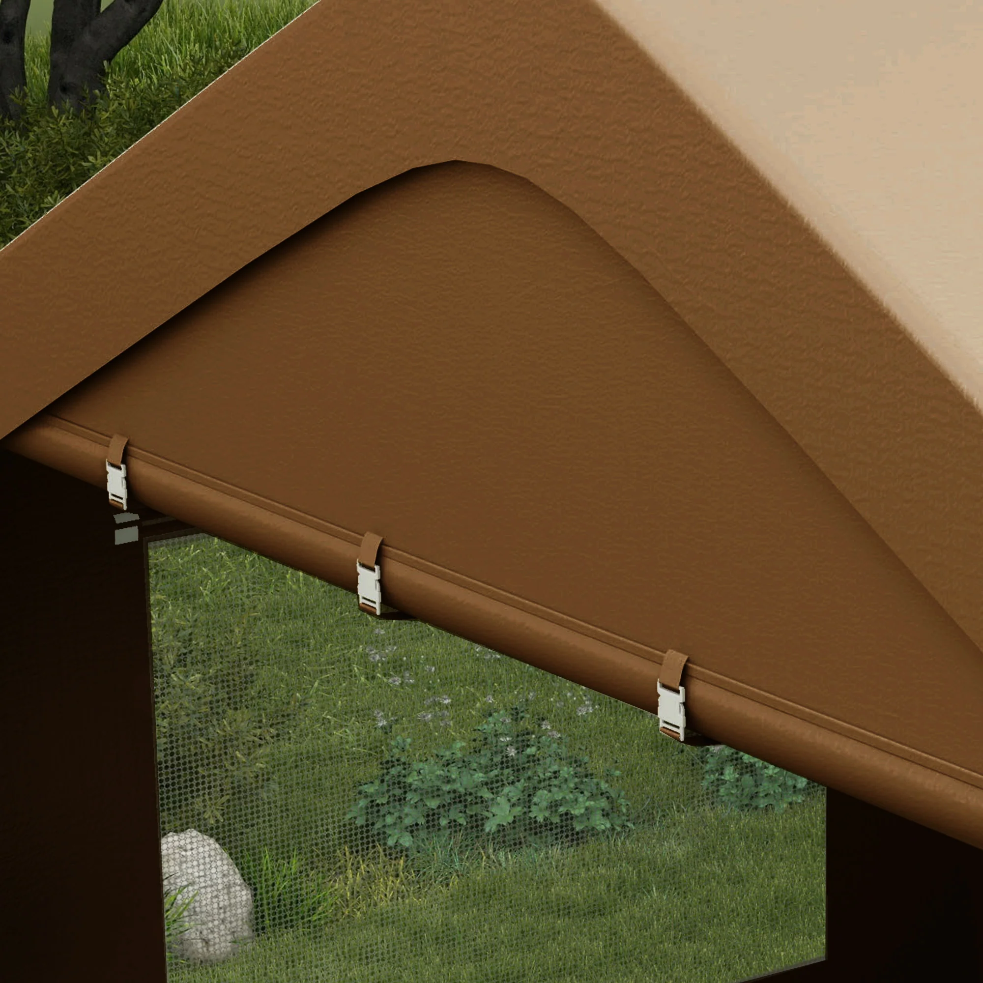 10' x 20' Heavy Duty Portable Garage with 4 Mesh Windows & 2 Doors, Tan - Image 10
