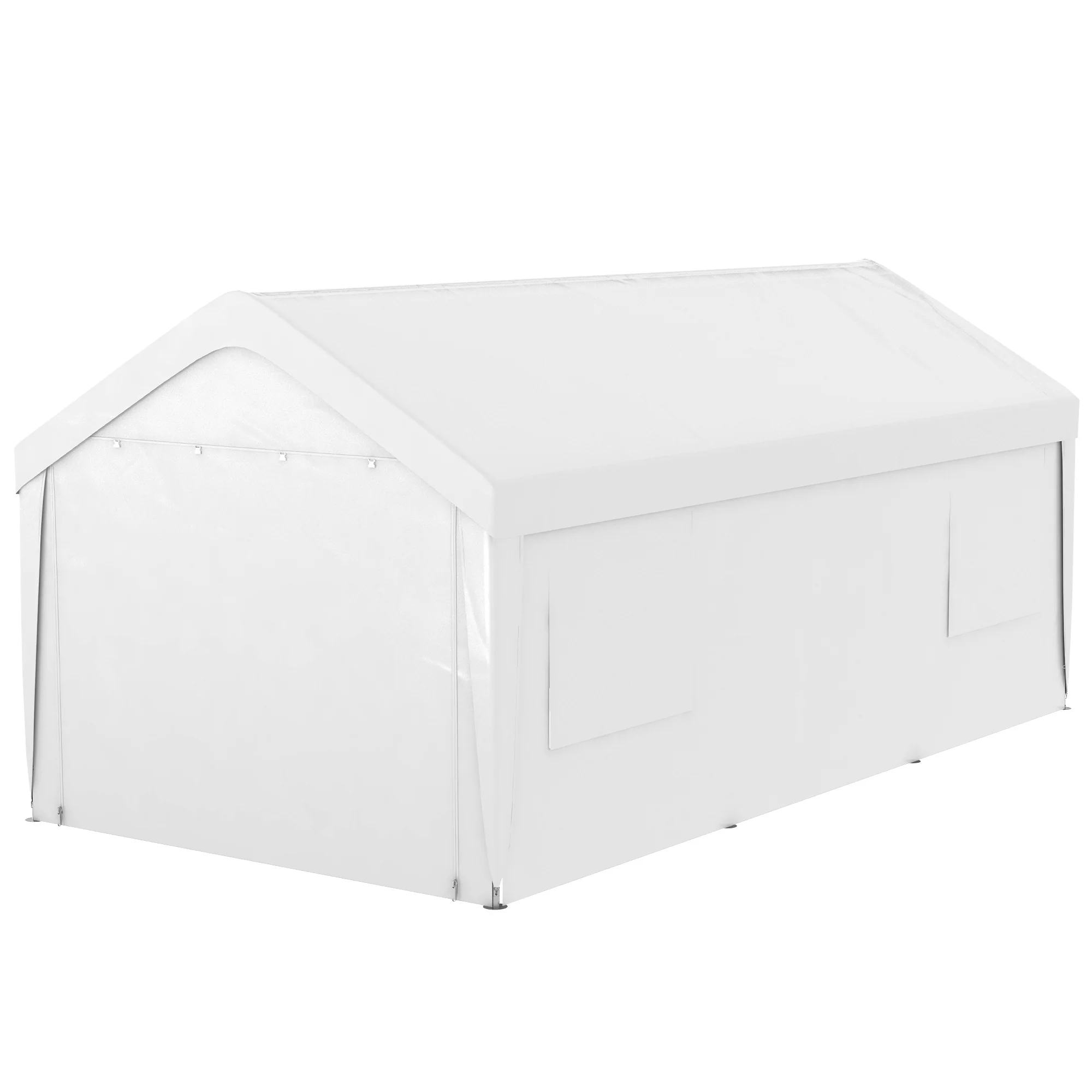 10' x 20' Heavy Duty Portable Garage with 4 Mesh Windows & 2 Doors, White - Image 2