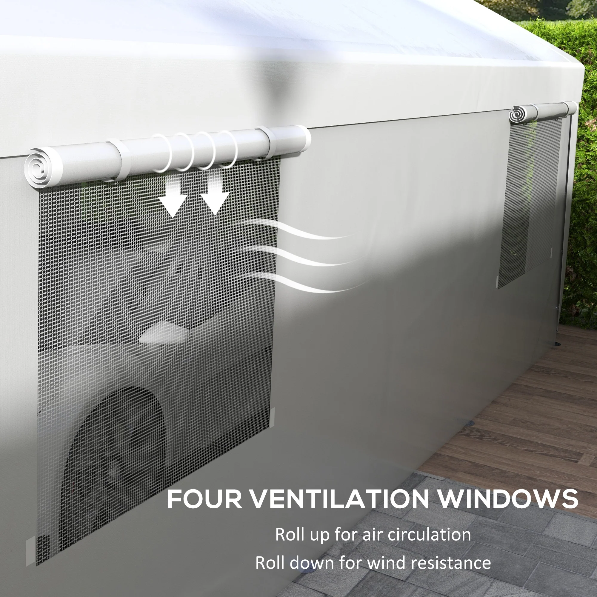 10' x 20' Heavy Duty Portable Garage with 4 Mesh Windows & 2 Doors, White - Image 9