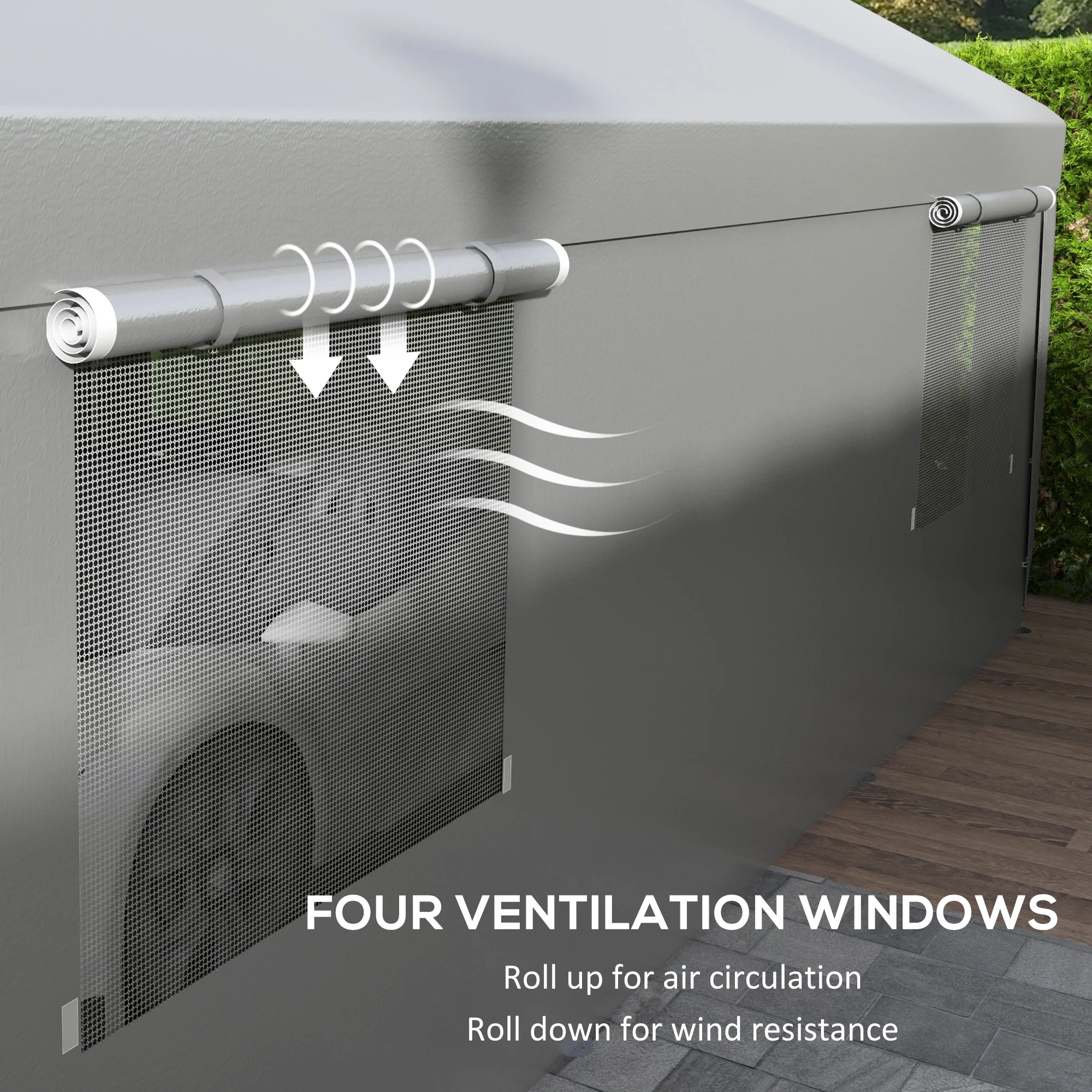 10' x 20' Heavy Duty Portable Garage with 4 Mesh Windows & 2 Doors, Gray - Image 9