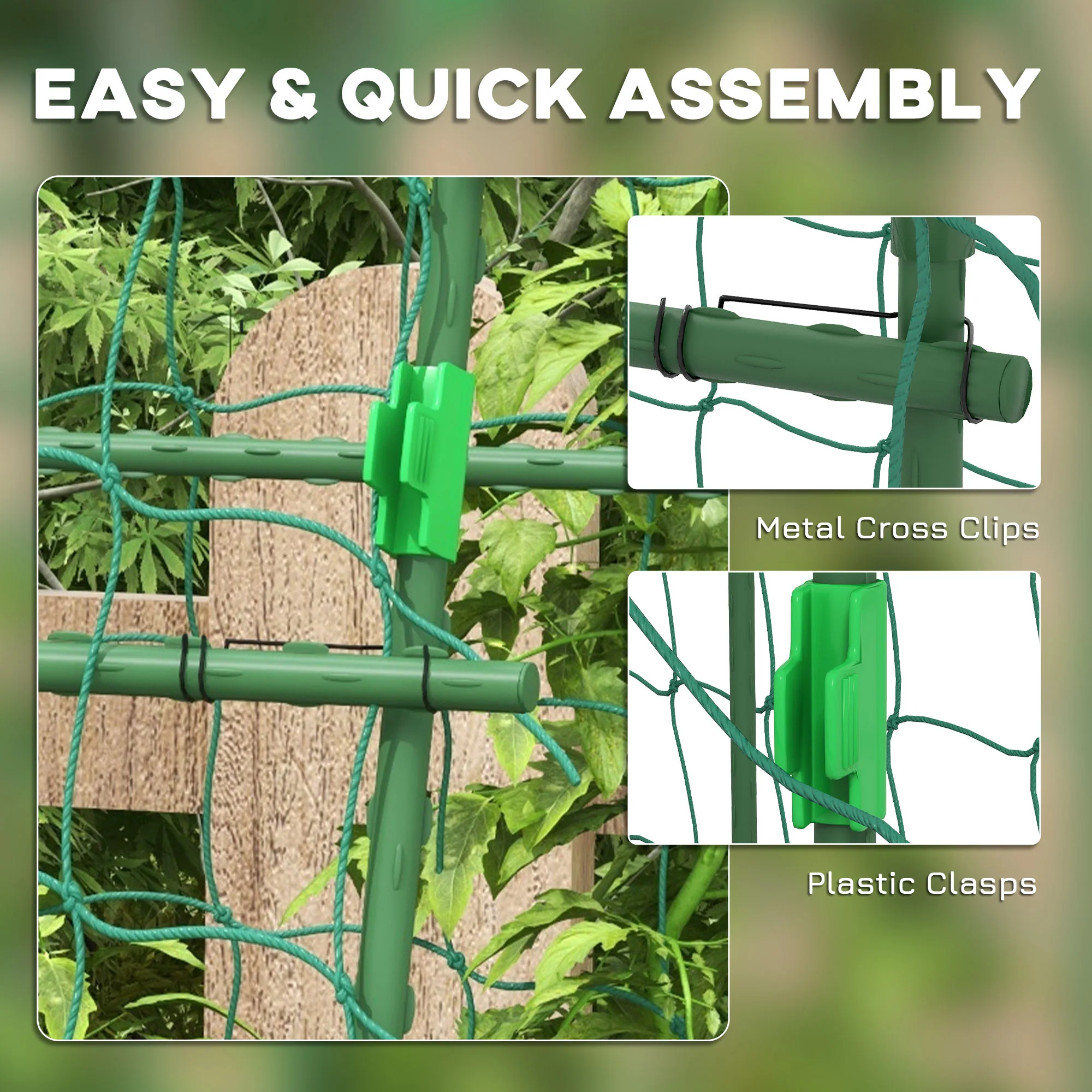 6.8' Tall Garden Arch Trellis, A-Frame, with Climbing Net, for Climbing Plants or Fruits - Image 7