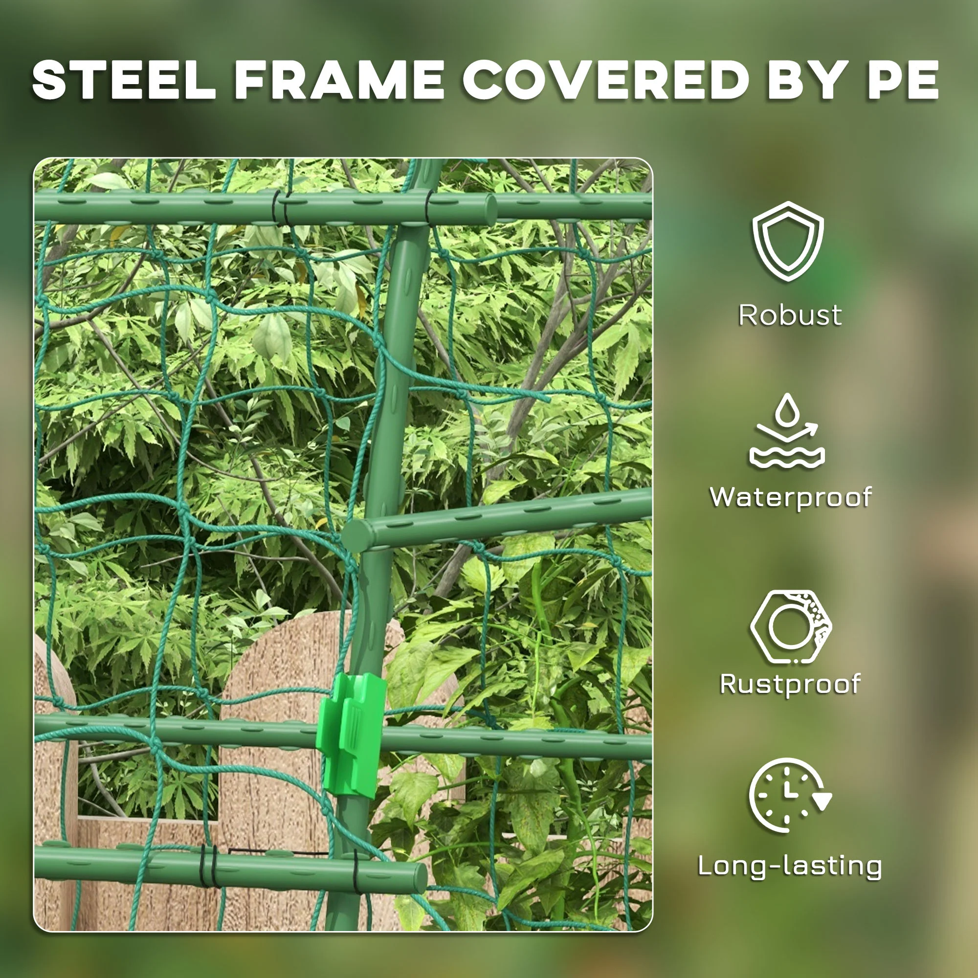 6.8' Tall Garden Arch Trellis, A-Frame, with Climbing Net, for Climbing Plants or Fruits - Image 8