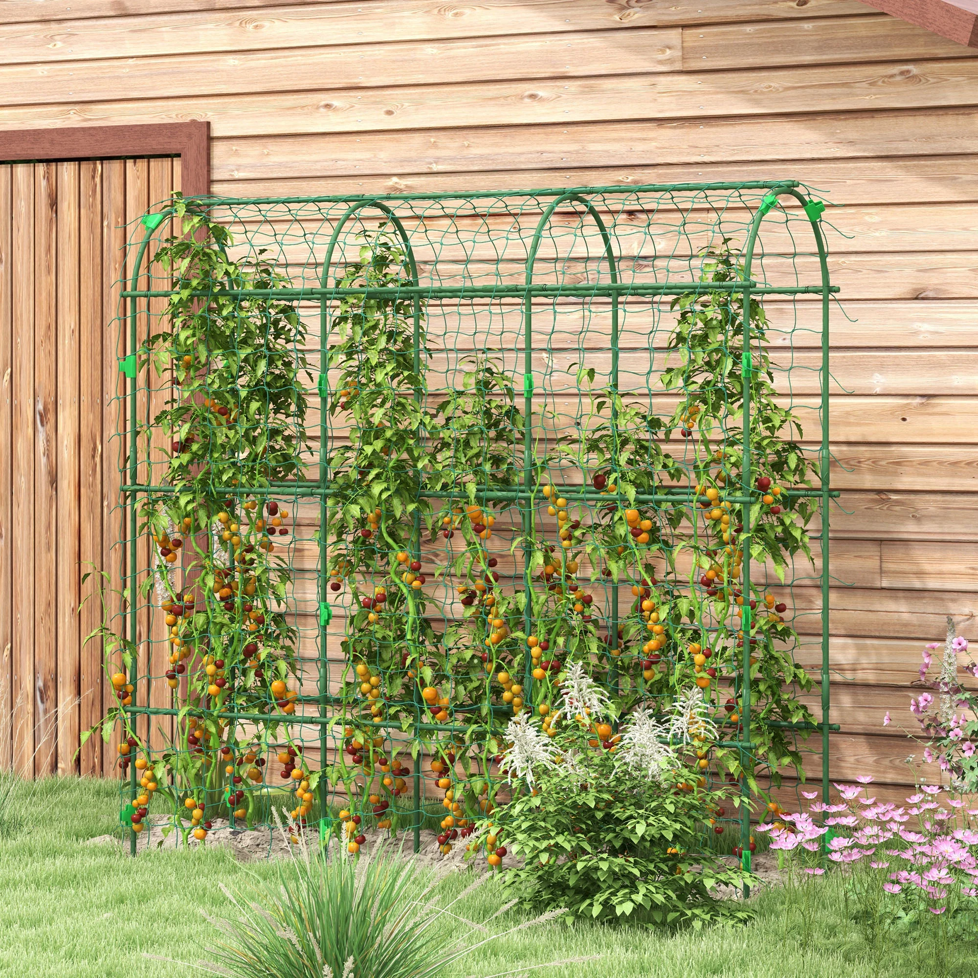 6' Tall Garden Arch Trellis, A-Frame, with Climbing Net, for Climbing Plants or Fruits - Image 3