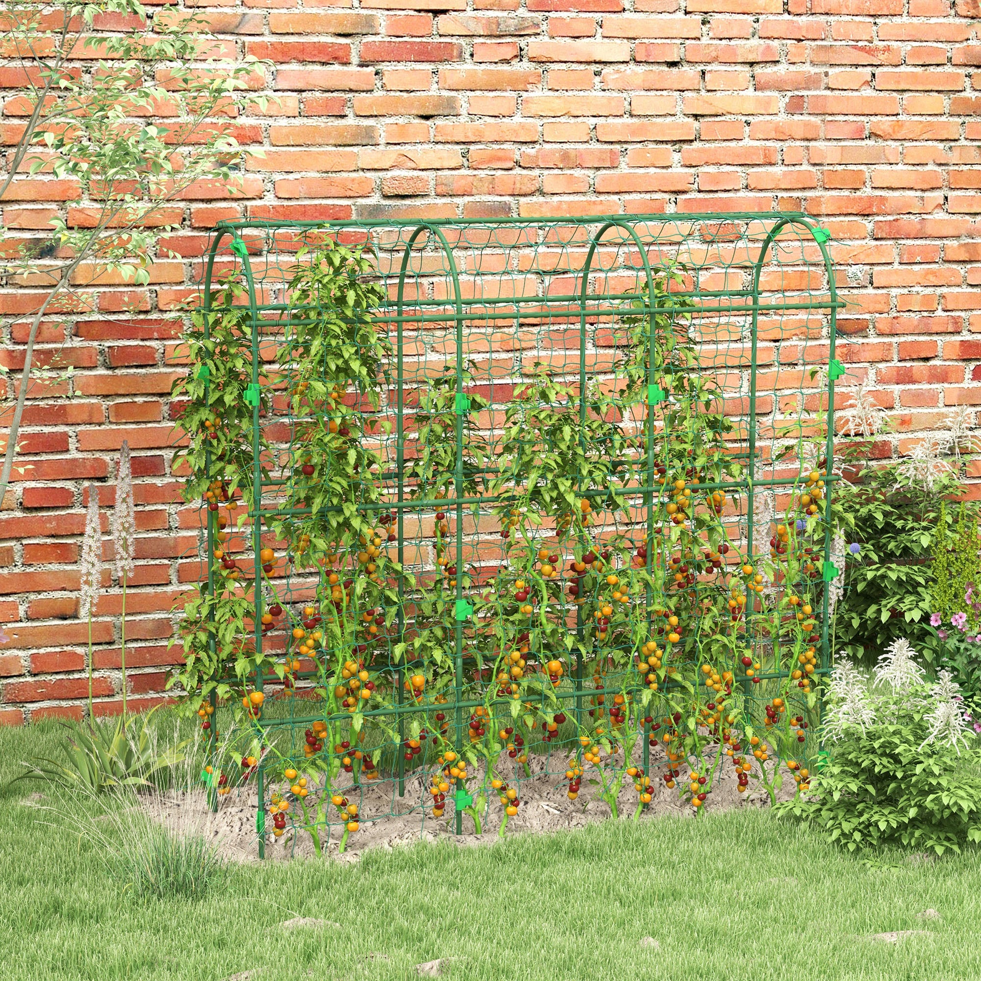 6' Tall Garden Arch Trellis, A-Frame, with Climbing Net, for Climbing Plants or Fruits - Image 4