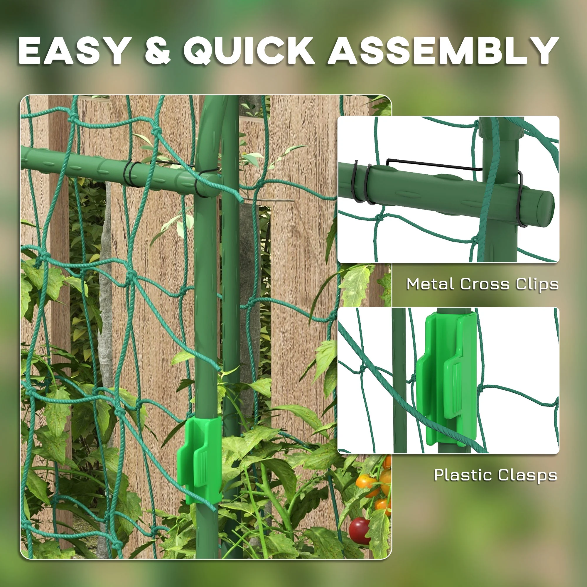 6' Tall Garden Arch Trellis, A-Frame, with Climbing Net, for Climbing Plants or Fruits - Image 7