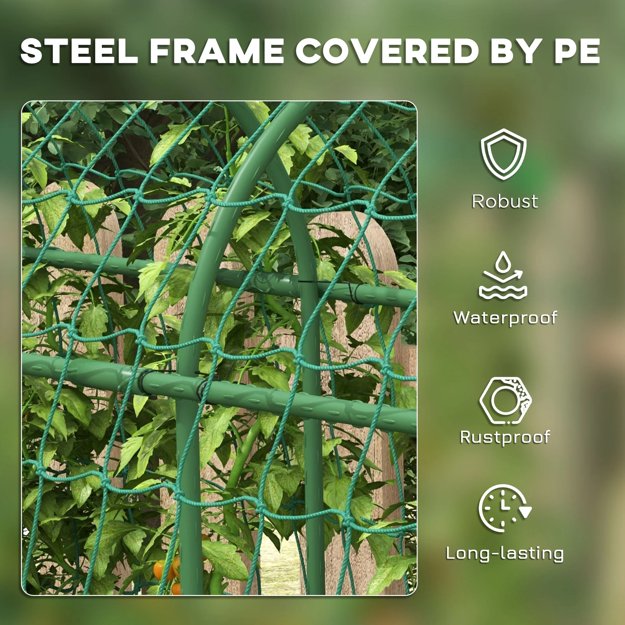 6' Tall Garden Arch Trellis, A-Frame, with Climbing Net, for Climbing Plants or Fruits - Image 8