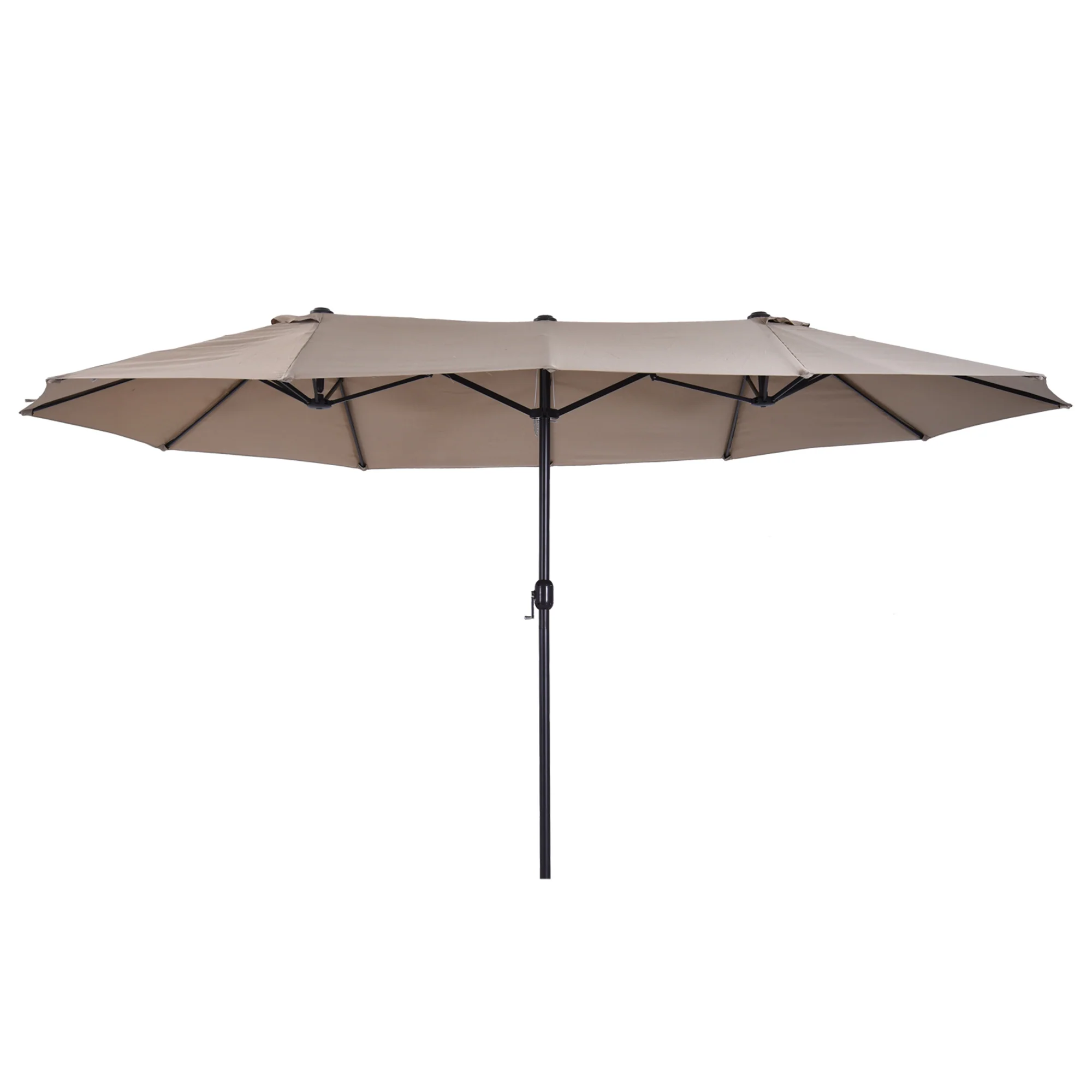 15' Double-Sided Patio Umbrella with Crank Handle, Air Vents, Tan - Image 12