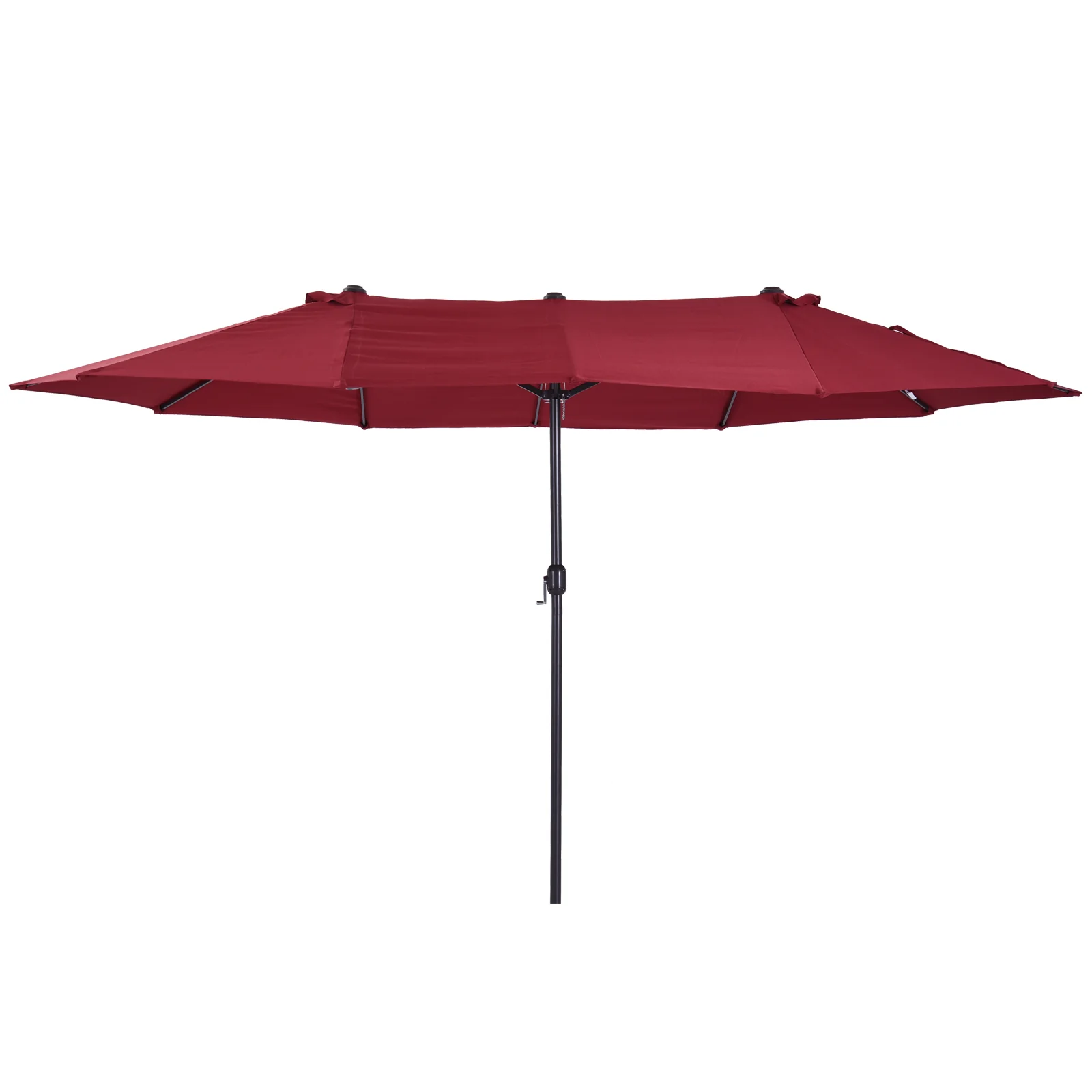 15' Double-Sided Patio Umbrella with Crank Handle, Air Vents, Wine Red