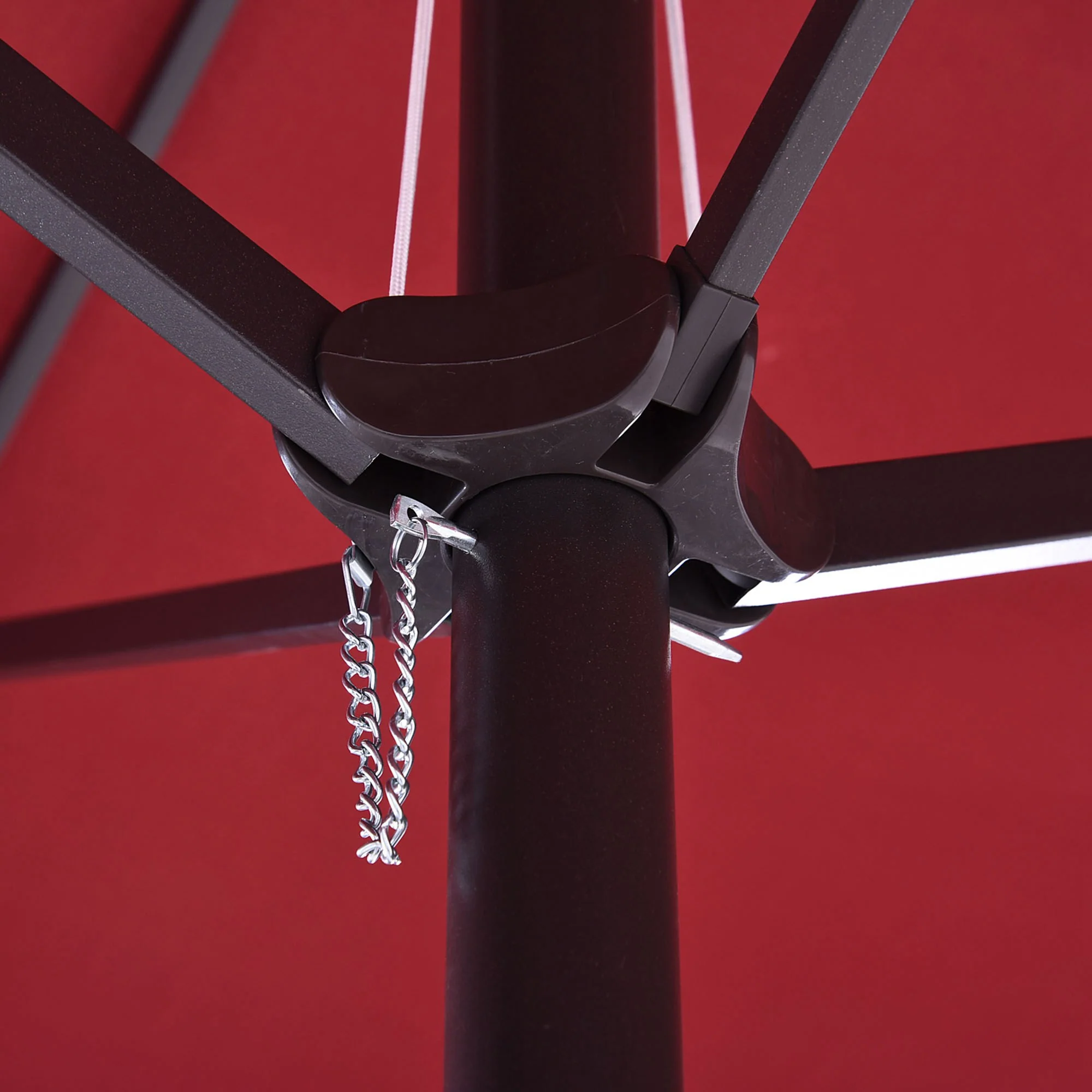 15' Double-Sided Patio Umbrella with Crank Handle, Air Vents, Wine Red - Image 10