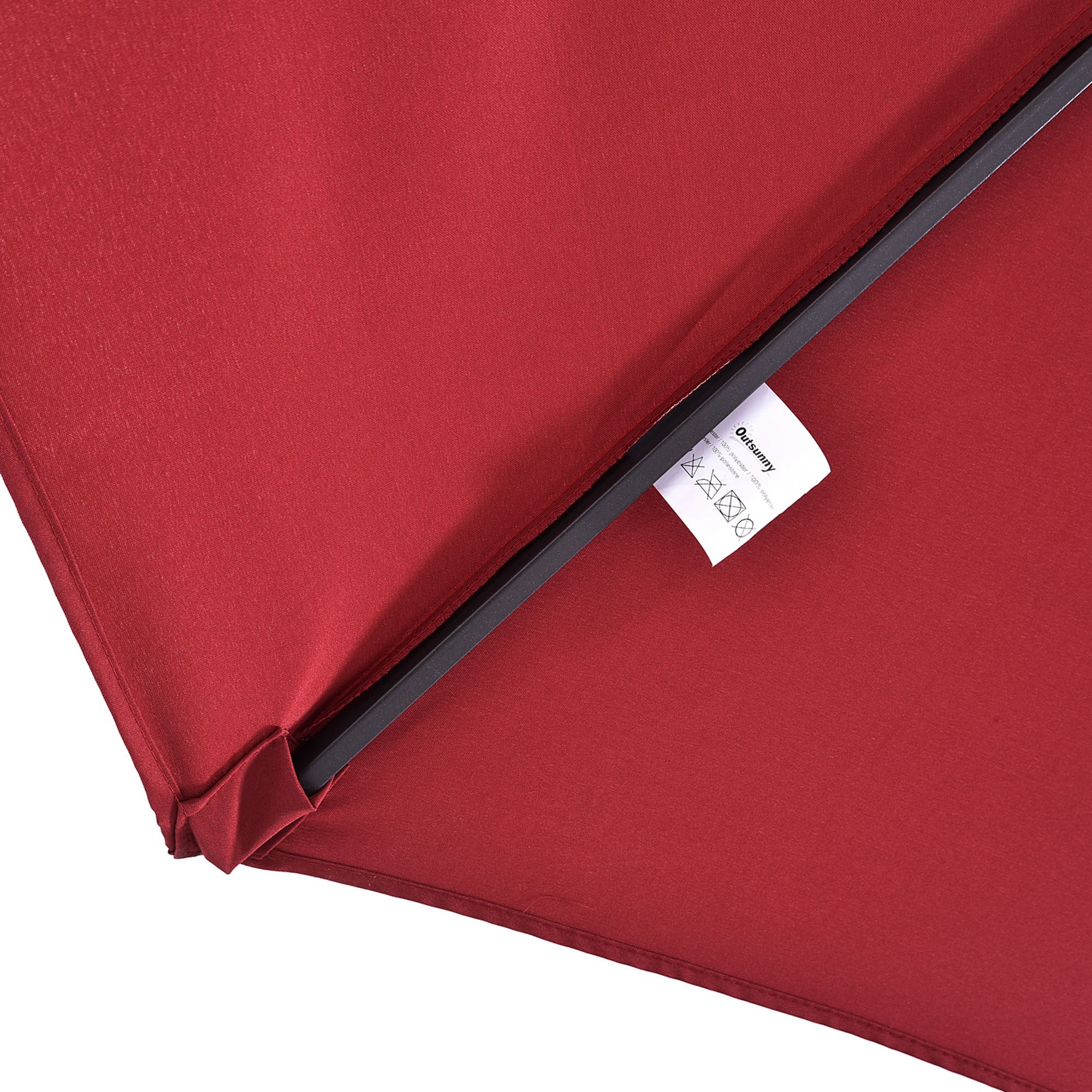 15' Double-Sided Patio Umbrella with Crank Handle, Air Vents, Wine Red - Image 11