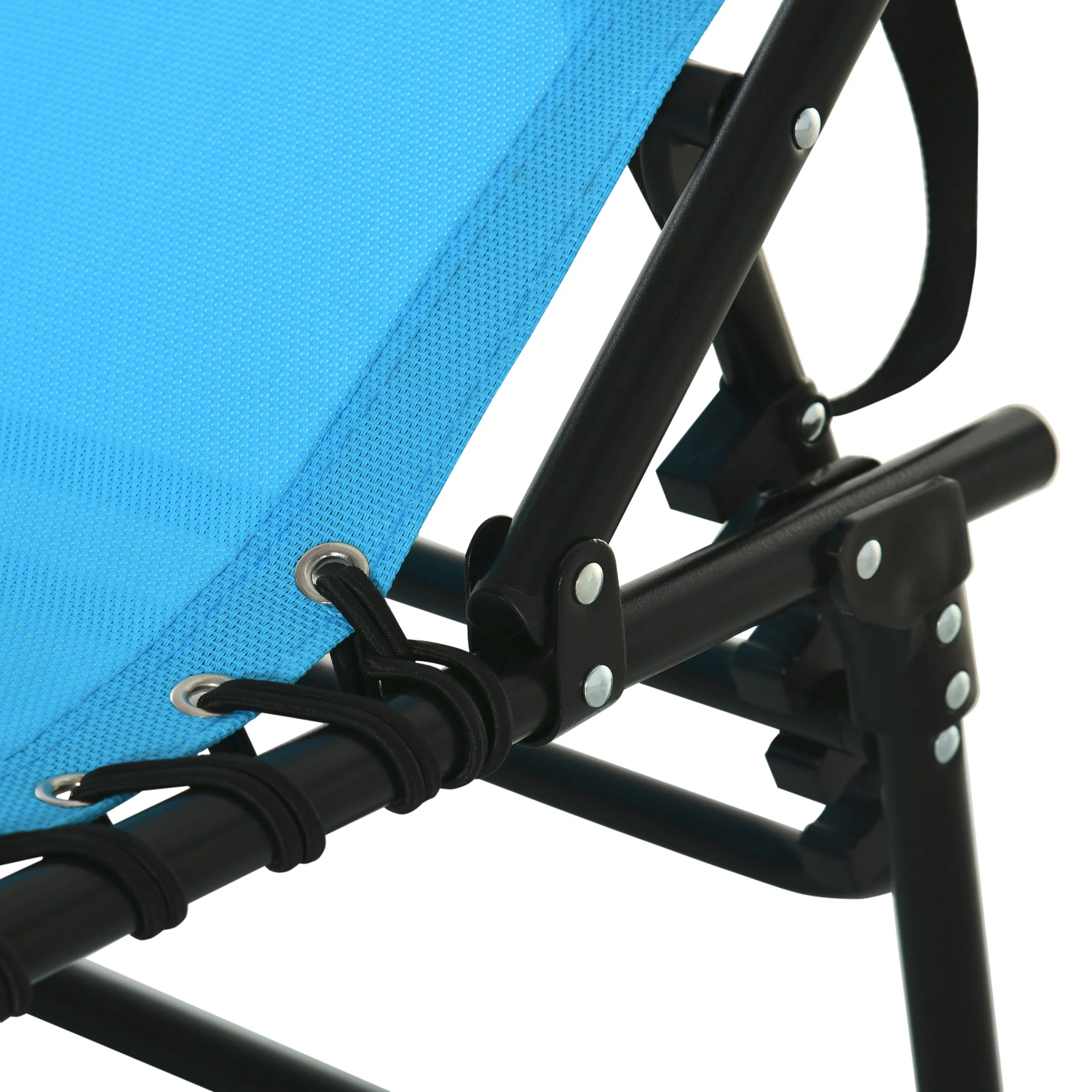 Folding Chaise Lounge Chair with 4-Position Recline, Breathable Mesh & Bungee Seat, Blue - Image 10