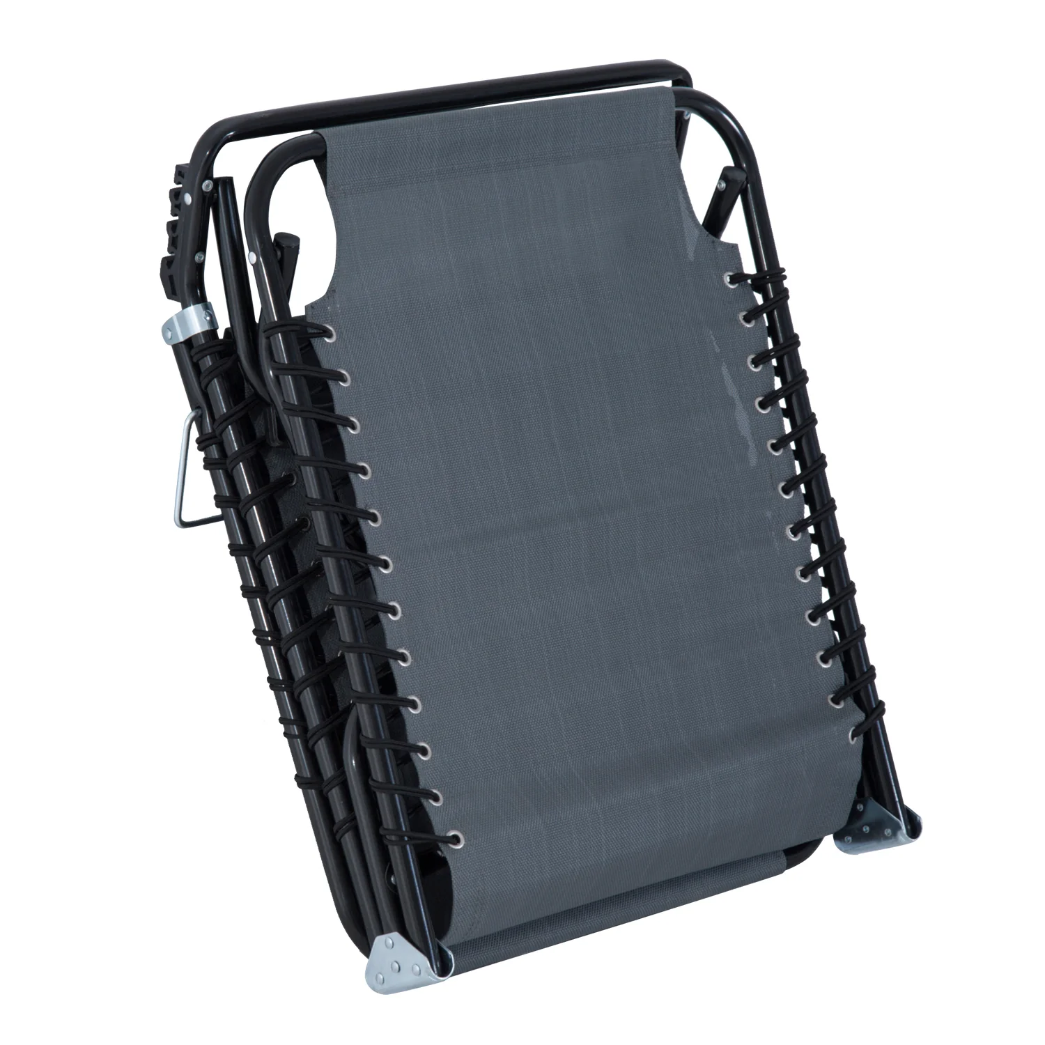 Folding Chaise Lounge Chair with 4-Position Recline, Breathable Mesh & Bungee Seat, Gray - Image 10
