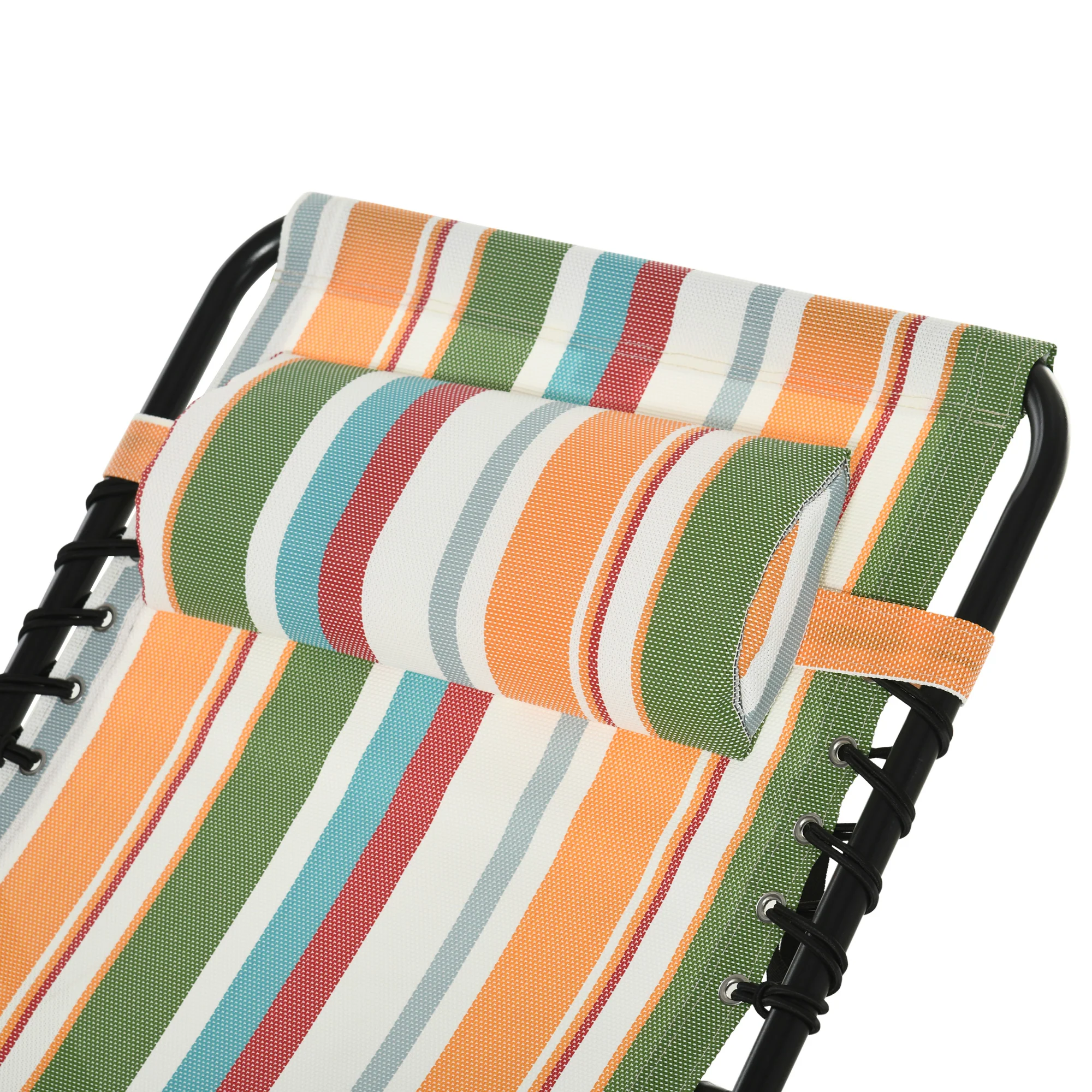 Folding Chaise Lounge Pool Chair with Pillow, 4-Position Reclining, Breathable Mesh, Rainbow Striped - Image 10