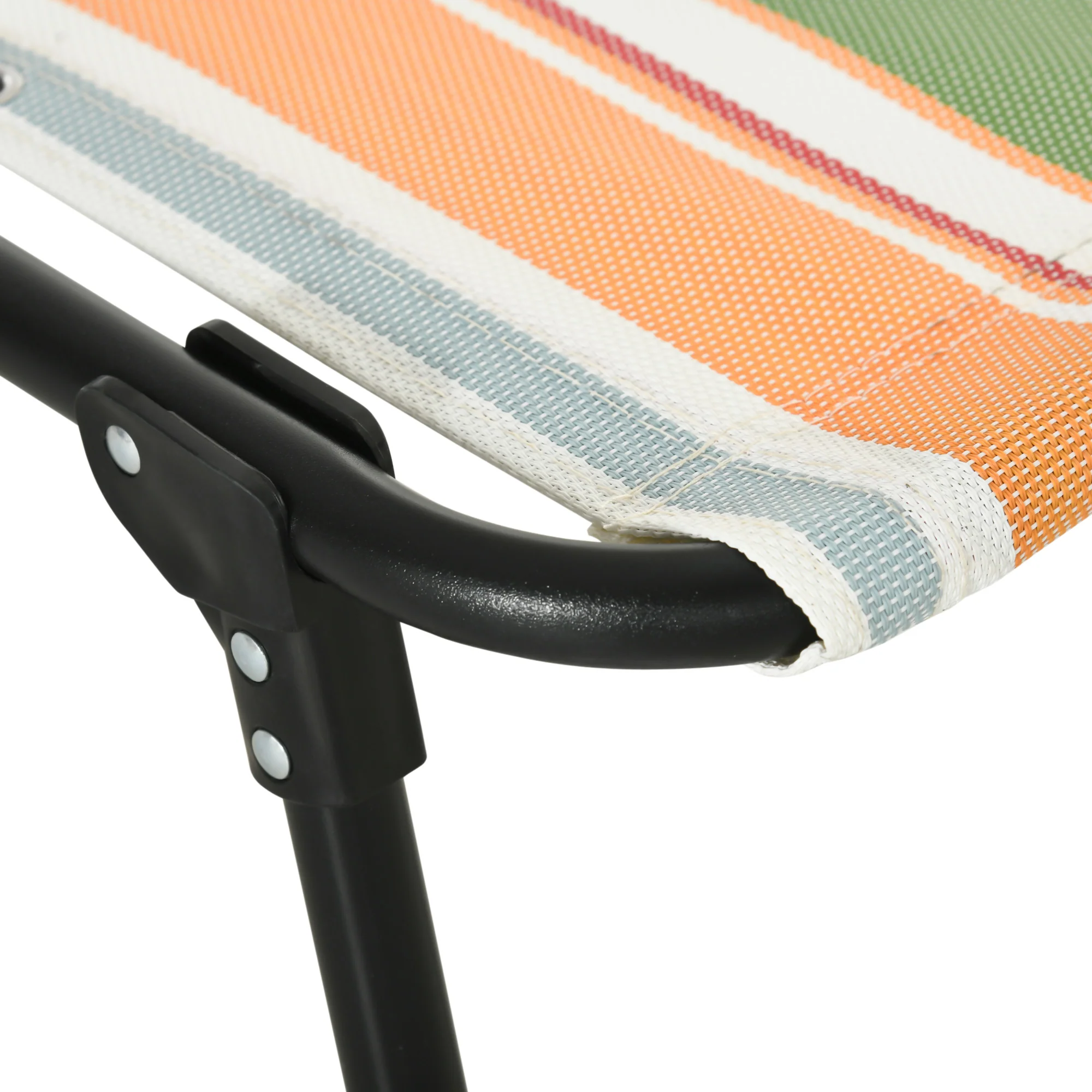 Folding Chaise Lounge Pool Chair with Pillow, 4-Position Reclining, Breathable Mesh, Rainbow Striped - Image 11
