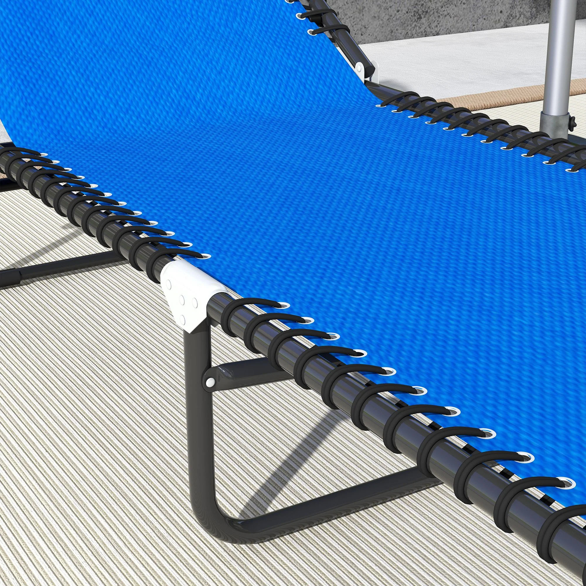 2-Pack Folding Chaise Lounge Pool Chairs, 4-Position Reclining, Bungee Seat with Pillow, Blue - Image 13