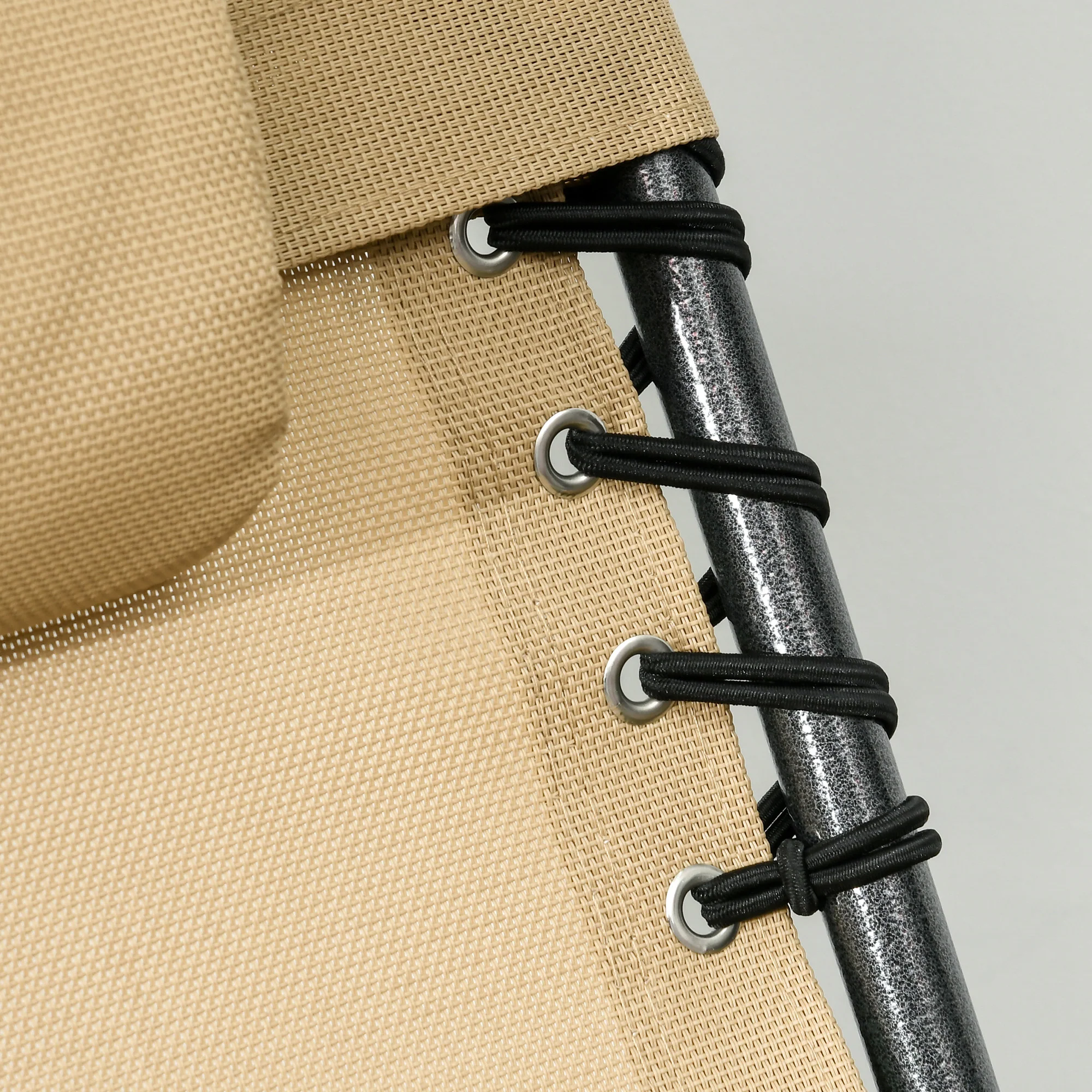Adjustable Folding Chaise Lounge Chair with 5-Level Recline, Headrest & Side Pocket,, Beige - Image 10