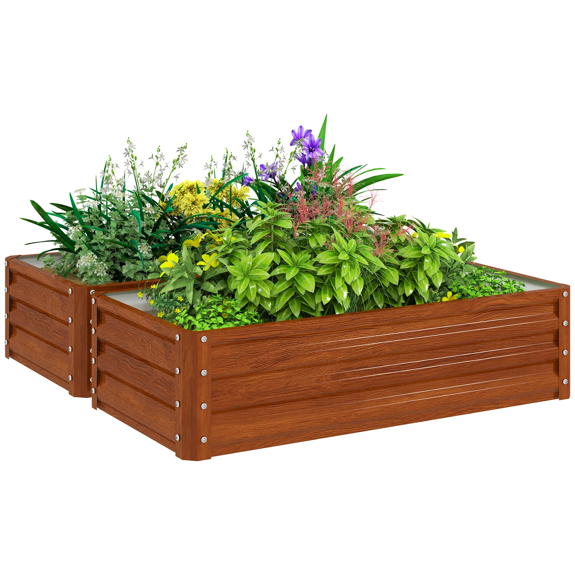 Galvanized Raised Garden Bed, 4' x 2' x 1' Metal Planter Box, for Growing Vegetables, Flowers, Herbs, Succulents, Brown