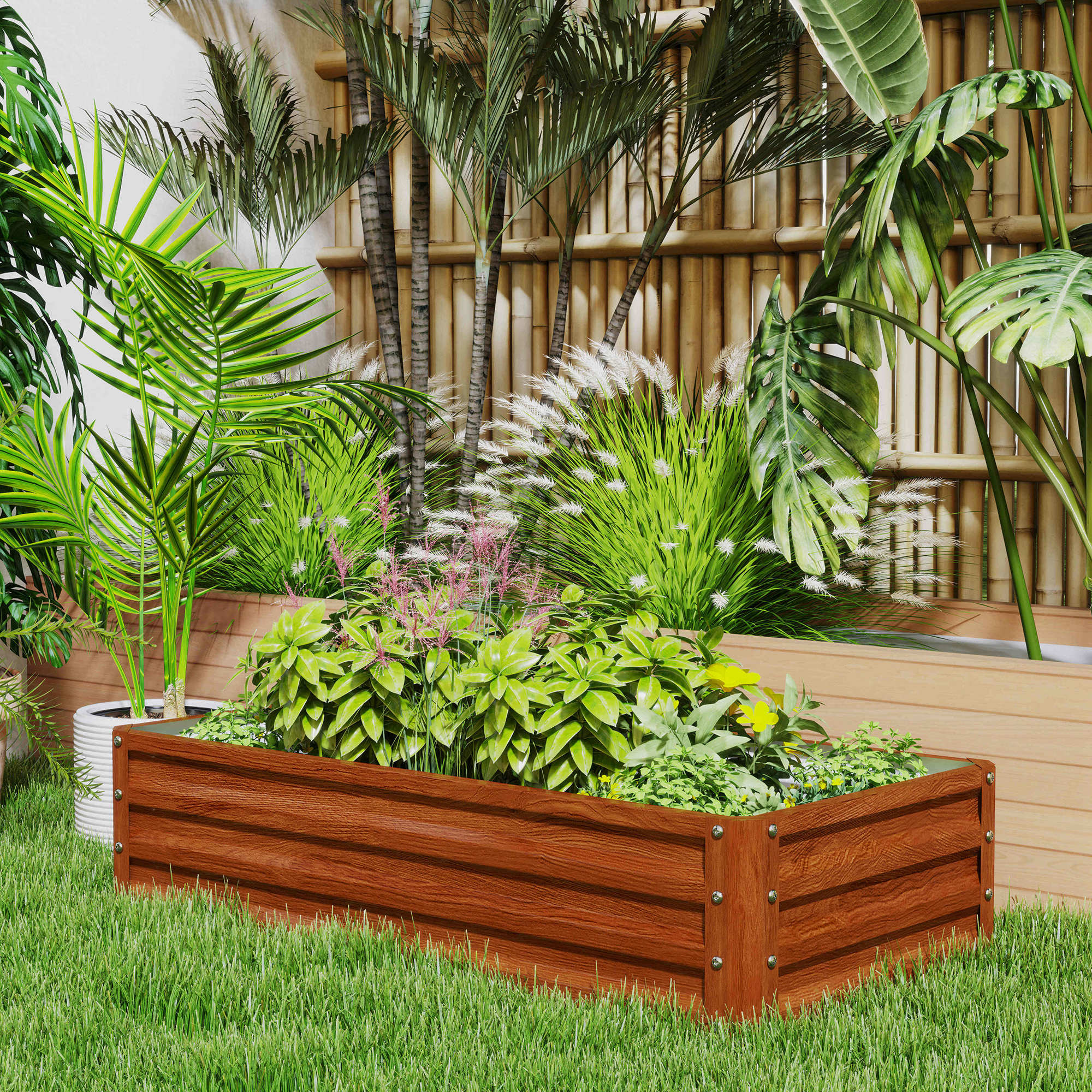 Galvanized Raised Garden Bed, 4' x 2' x 1' Metal Planter Box, for Growing Vegetables, Flowers, Herbs, Succulents, Brown - Image 10