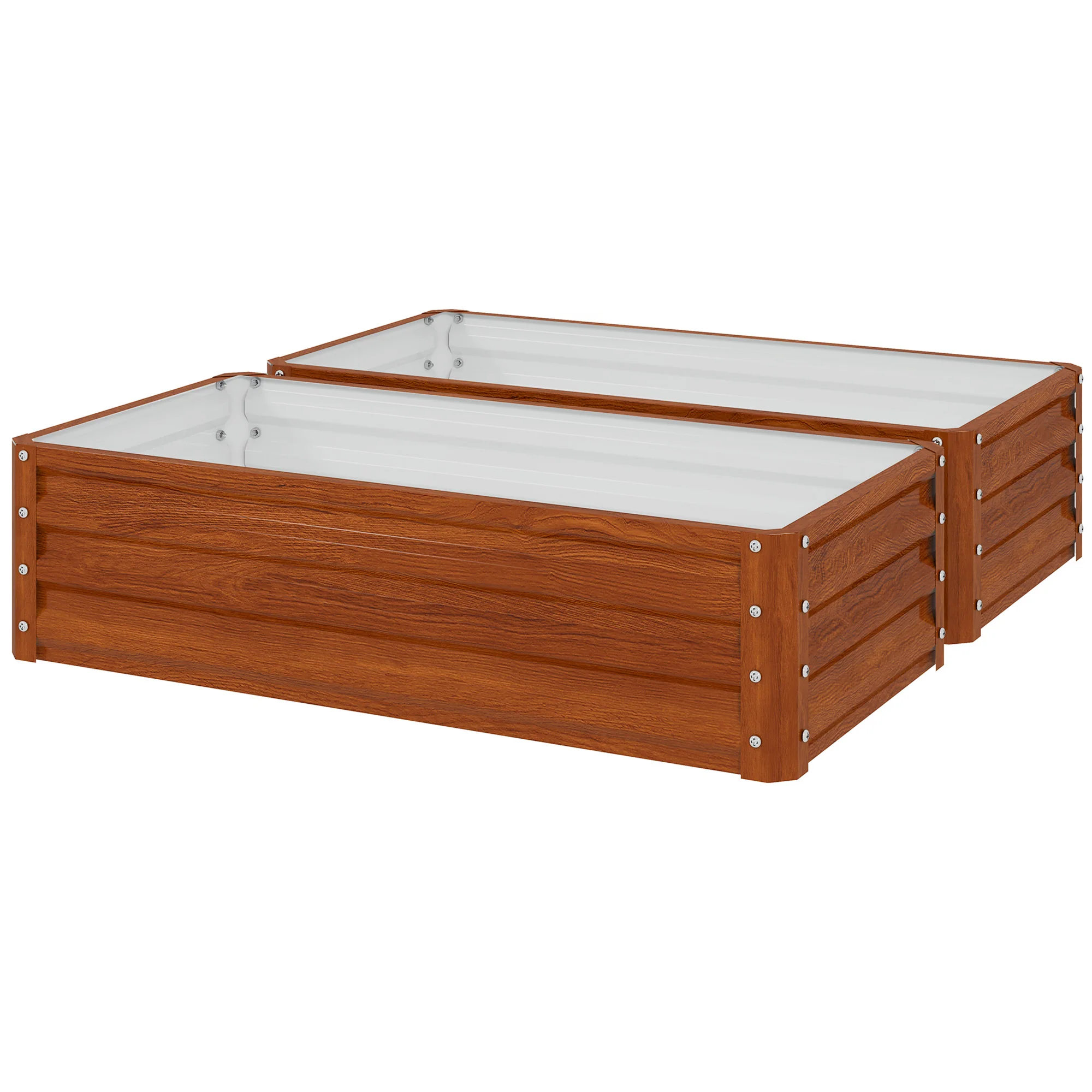 Galvanized Raised Garden Bed, 4' x 2' x 1' Metal Planter Box, for Growing Vegetables, Flowers, Herbs, Succulents, Brown - Image 2