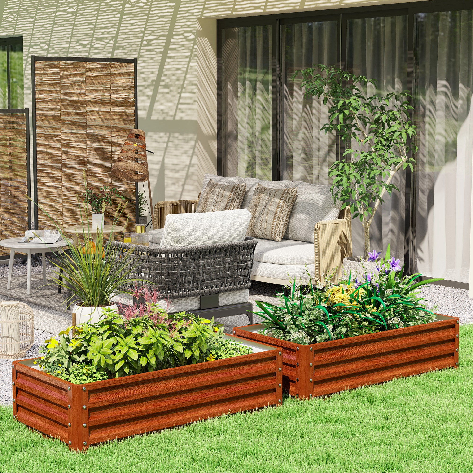 Galvanized Raised Garden Bed, 4' x 2' x 1' Metal Planter Box, for Growing Vegetables, Flowers, Herbs, Succulents, Brown - Image 3