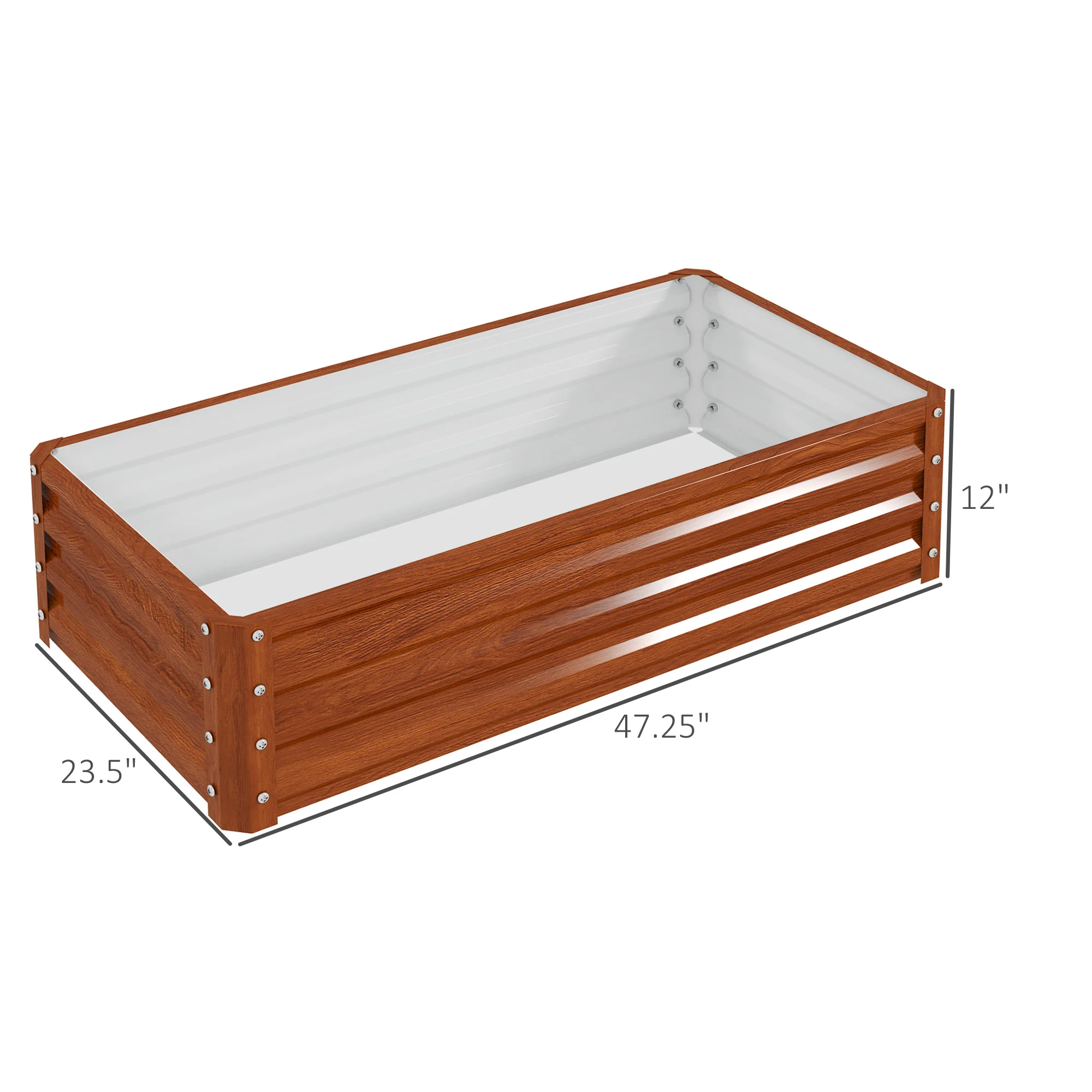 Galvanized Raised Garden Bed, 4' x 2' x 1' Metal Planter Box, for Growing Vegetables, Flowers, Herbs, Succulents, Brown - Image 5