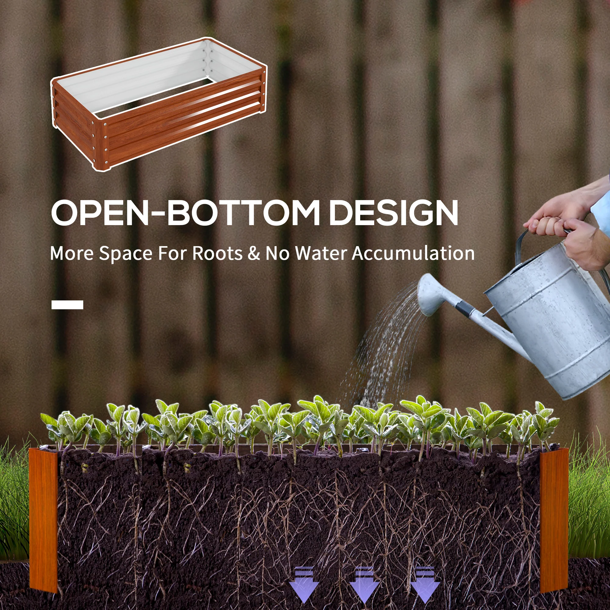 Galvanized Raised Garden Bed, 4' x 2' x 1' Metal Planter Box, for Growing Vegetables, Flowers, Herbs, Succulents, Brown - Image 7