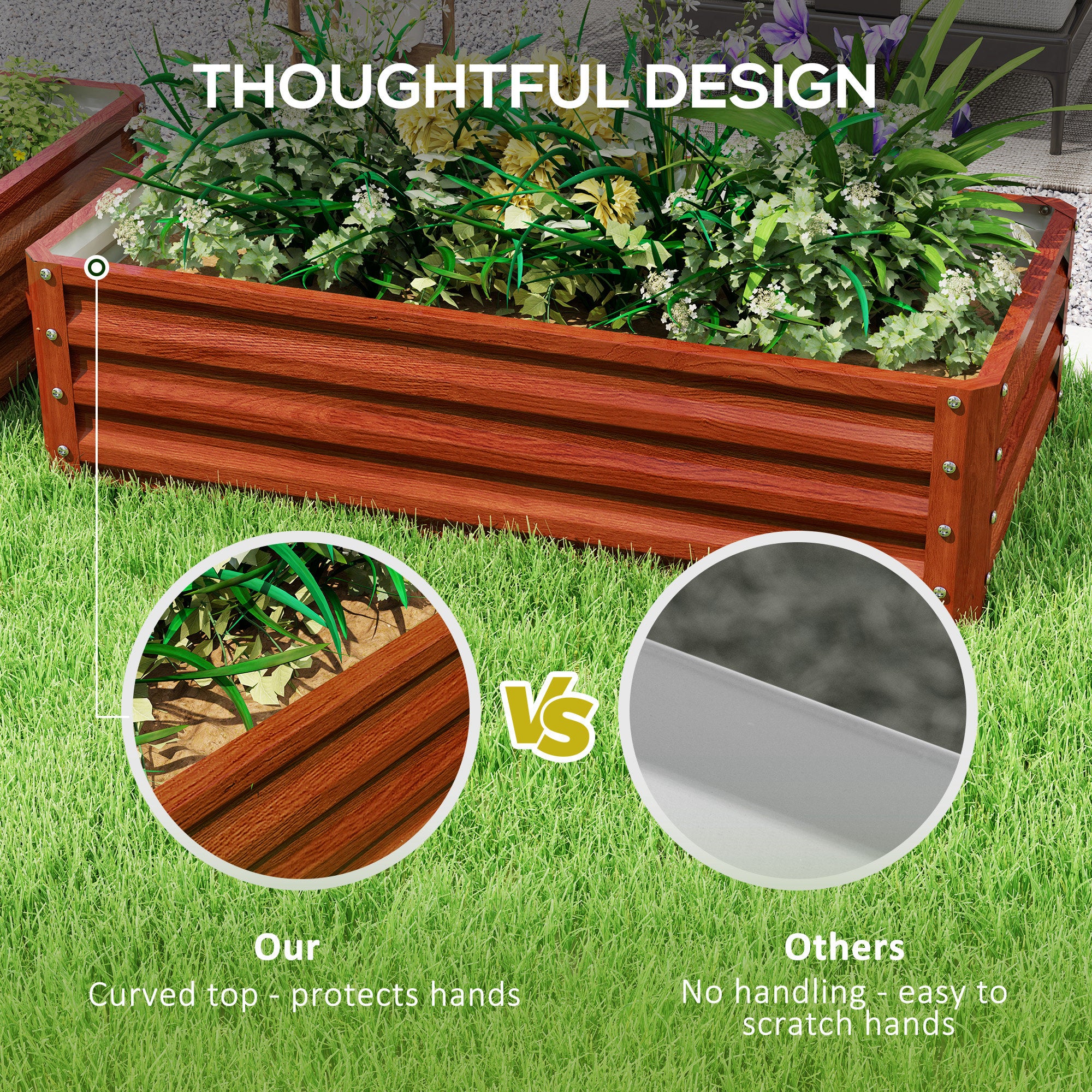 Galvanized Raised Garden Bed, 4' x 2' x 1' Metal Planter Box, for Growing Vegetables, Flowers, Herbs, Succulents, Brown - Image 9