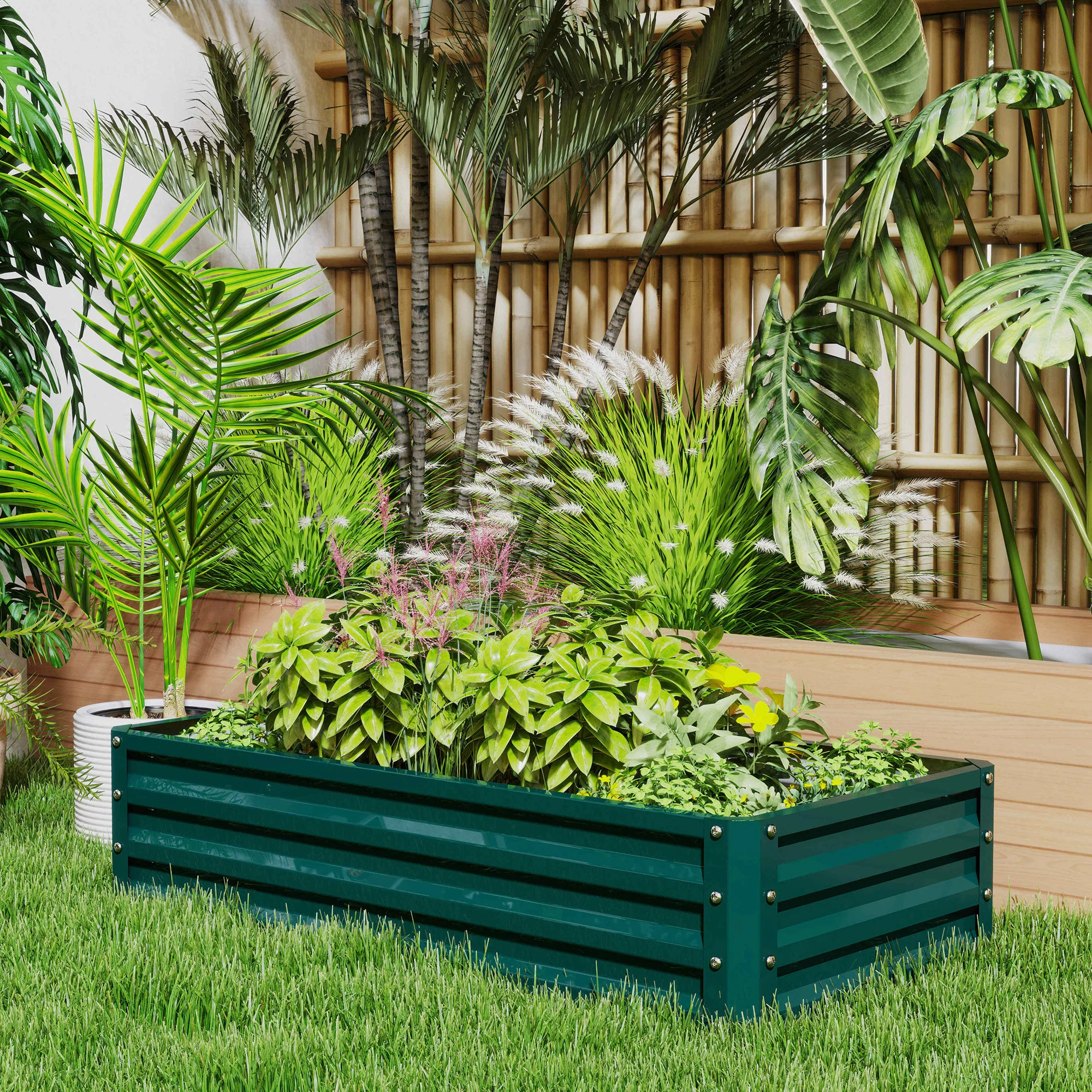 Galvanized Raised Garden Bed, 4' x 2' x 1' Metal Planter Box, for Growing Vegetables, Flowers, Herbs, Succulents, Green - Image 10