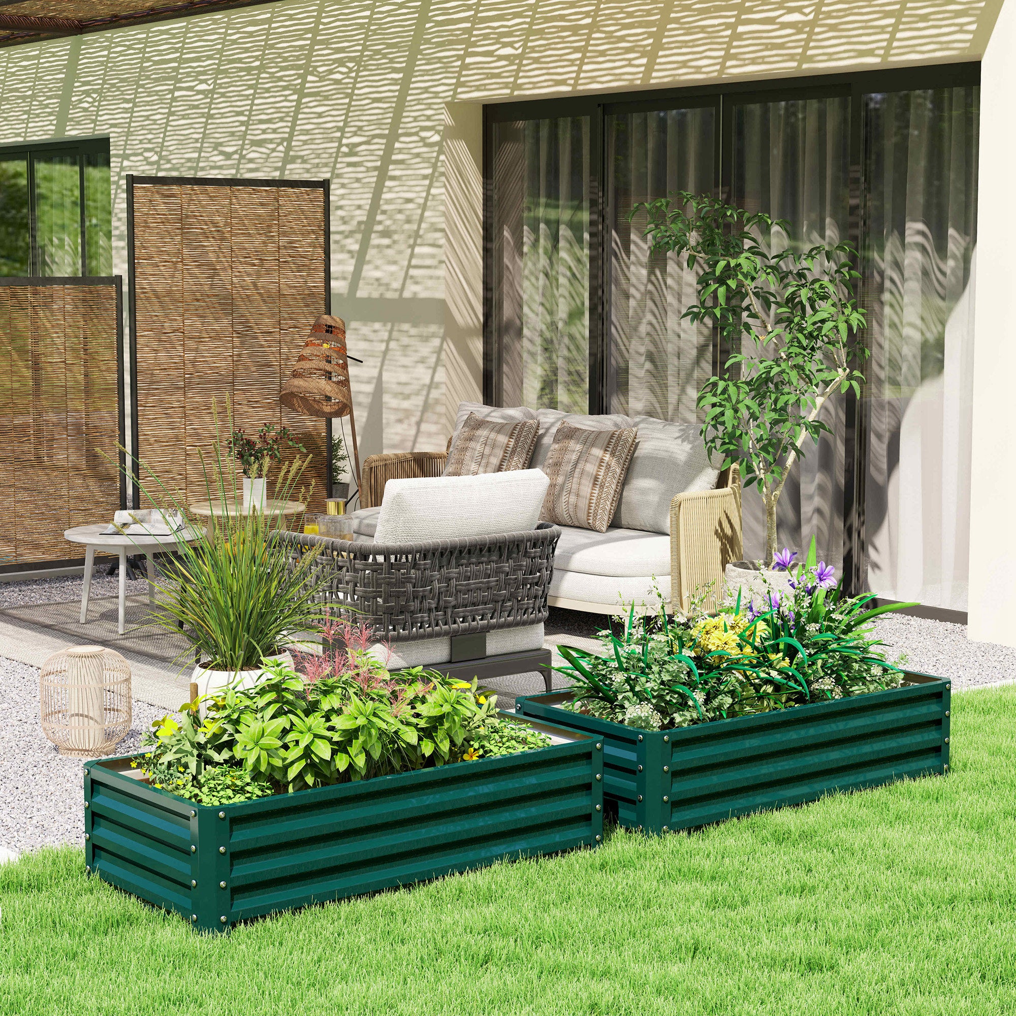 Galvanized Raised Garden Bed, 4' x 2' x 1' Metal Planter Box, for Growing Vegetables, Flowers, Herbs, Succulents, Green - Image 3