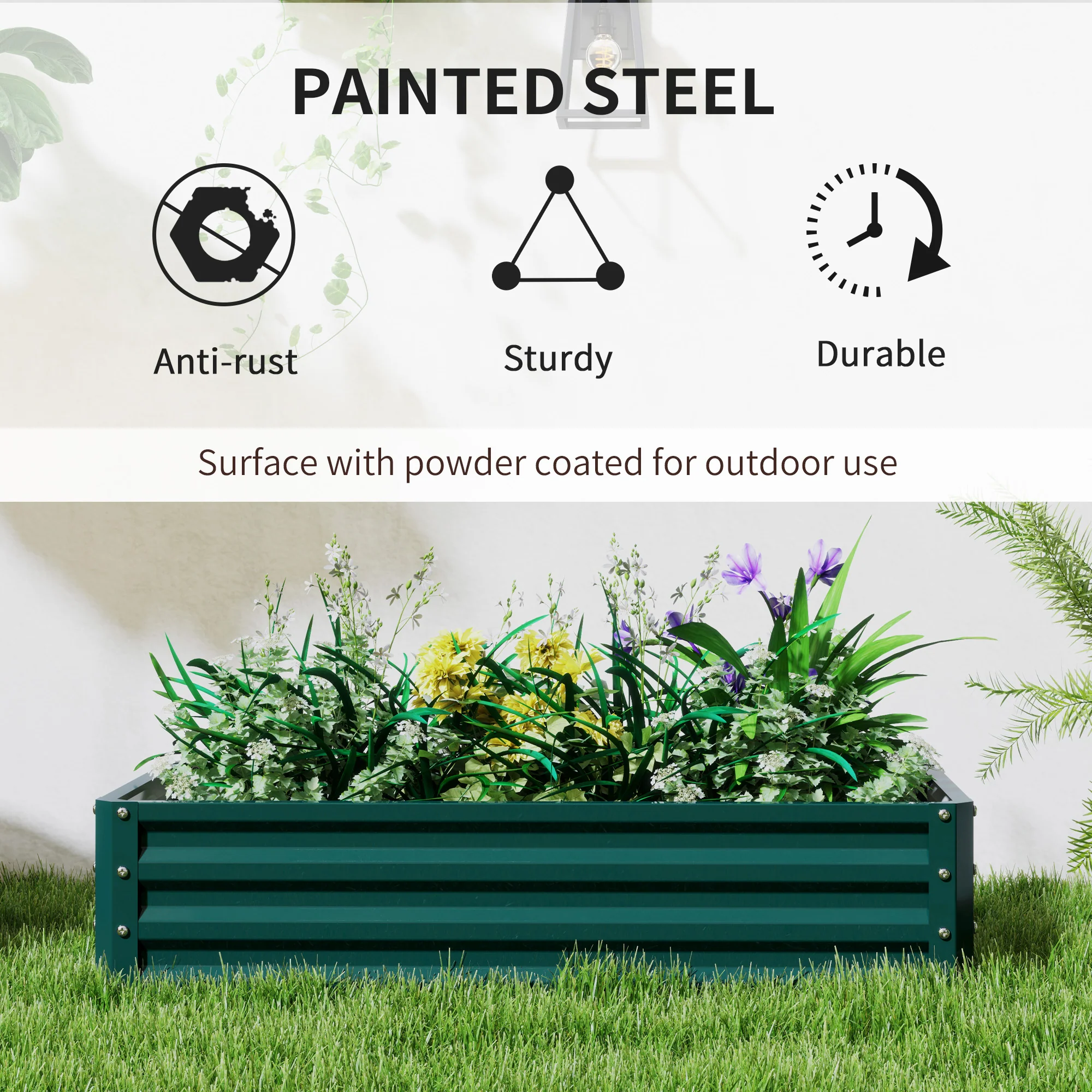 Galvanized Raised Garden Bed, 4' x 2' x 1' Metal Planter Box, for Growing Vegetables, Flowers, Herbs, Succulents, Green - Image 6