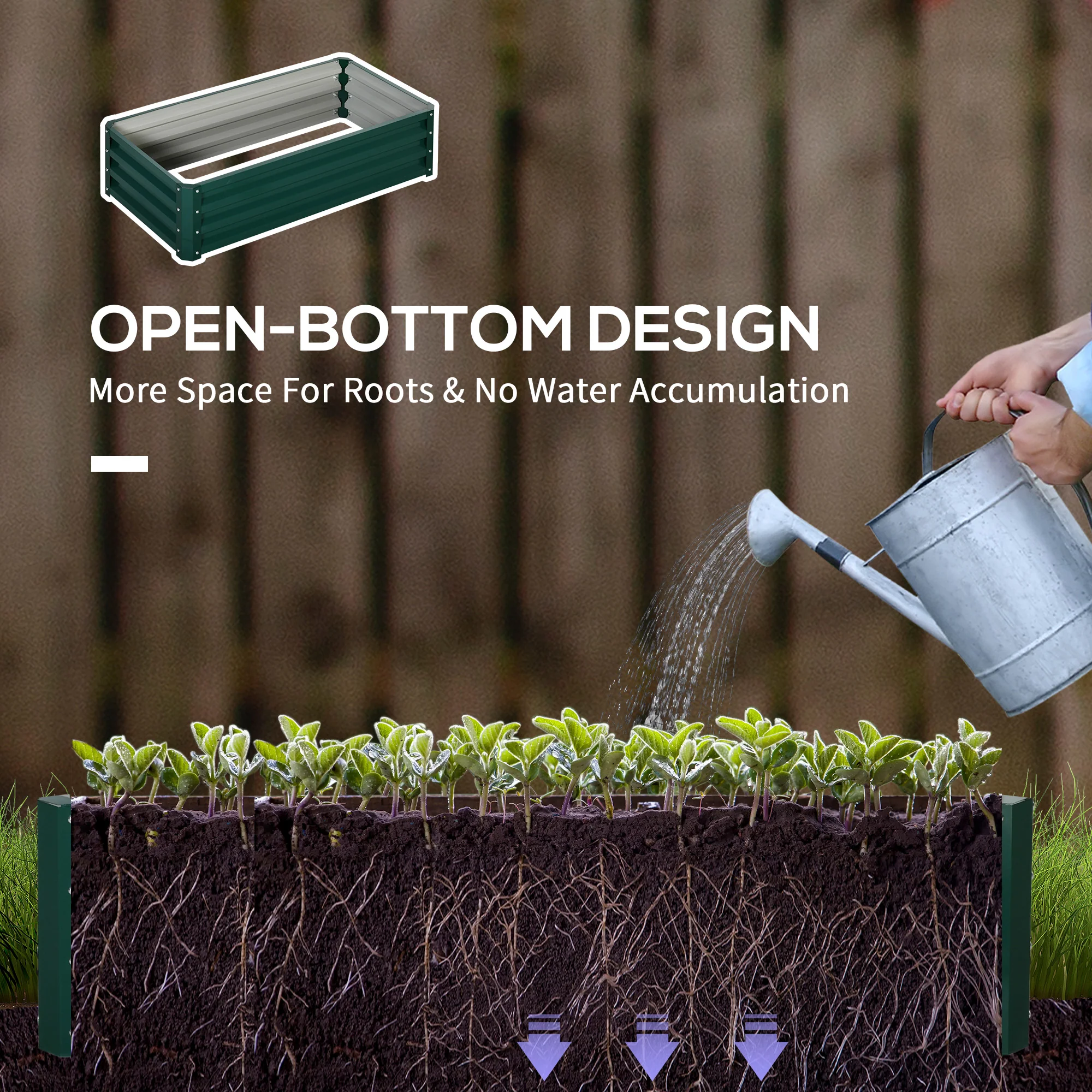 Galvanized Raised Garden Bed, 4' x 2' x 1' Metal Planter Box, for Growing Vegetables, Flowers, Herbs, Succulents, Green - Image 7