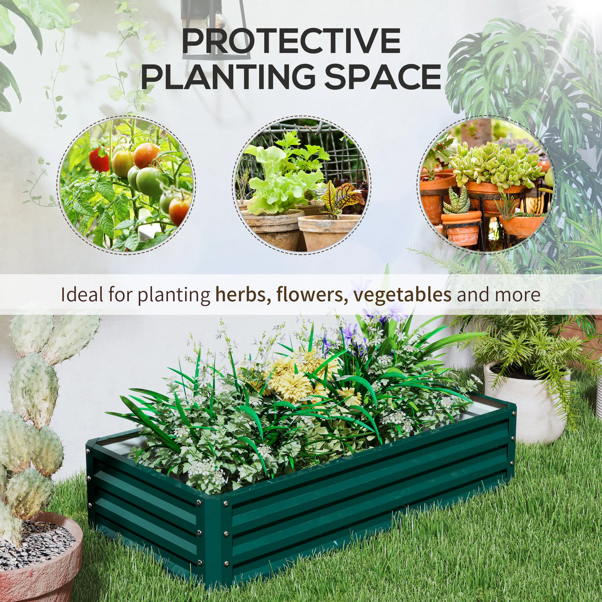 Galvanized Raised Garden Bed, 4' x 2' x 1' Metal Planter Box, for Growing Vegetables, Flowers, Herbs, Succulents, Green - Image 8