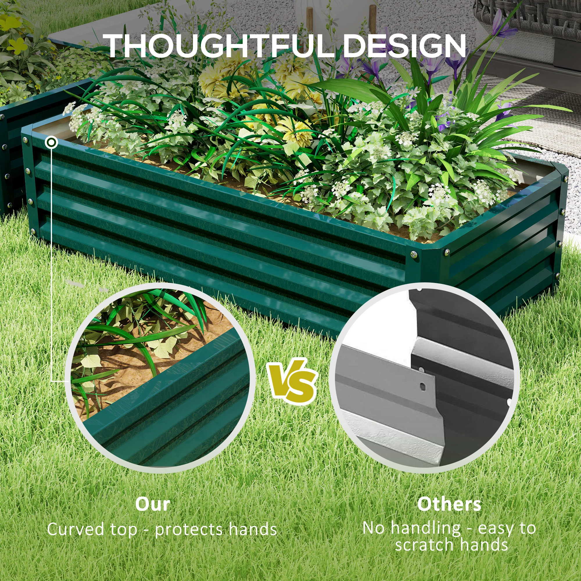 Galvanized Raised Garden Bed, 4' x 2' x 1' Metal Planter Box, for Growing Vegetables, Flowers, Herbs, Succulents, Green - Image 9
