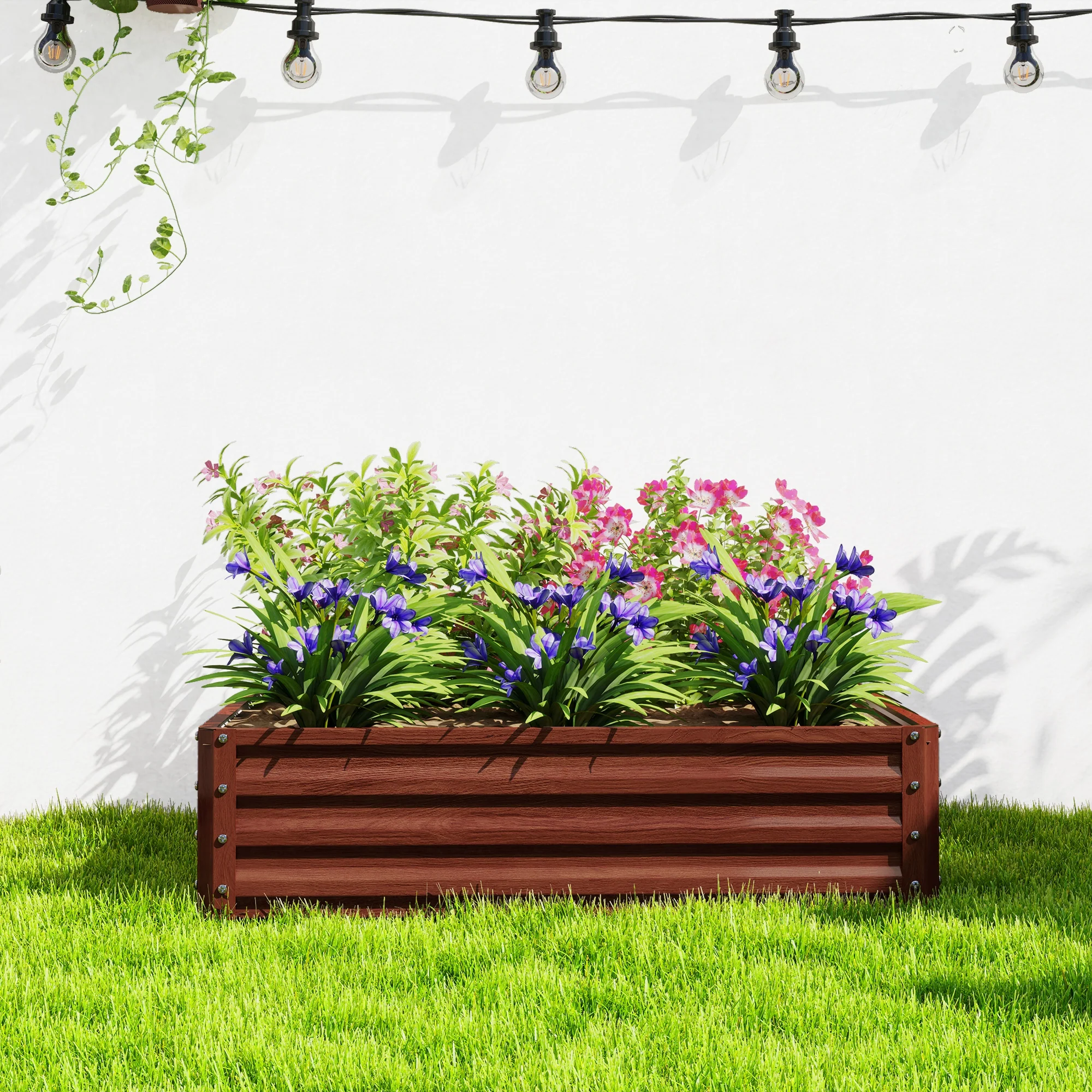 Galvanized Raised Garden Bed, 4' x 4' x 1' Metal Planter Box, for Growing Vegetables, Flowers, Herbs, Succulents, Natural Wood - Image 11