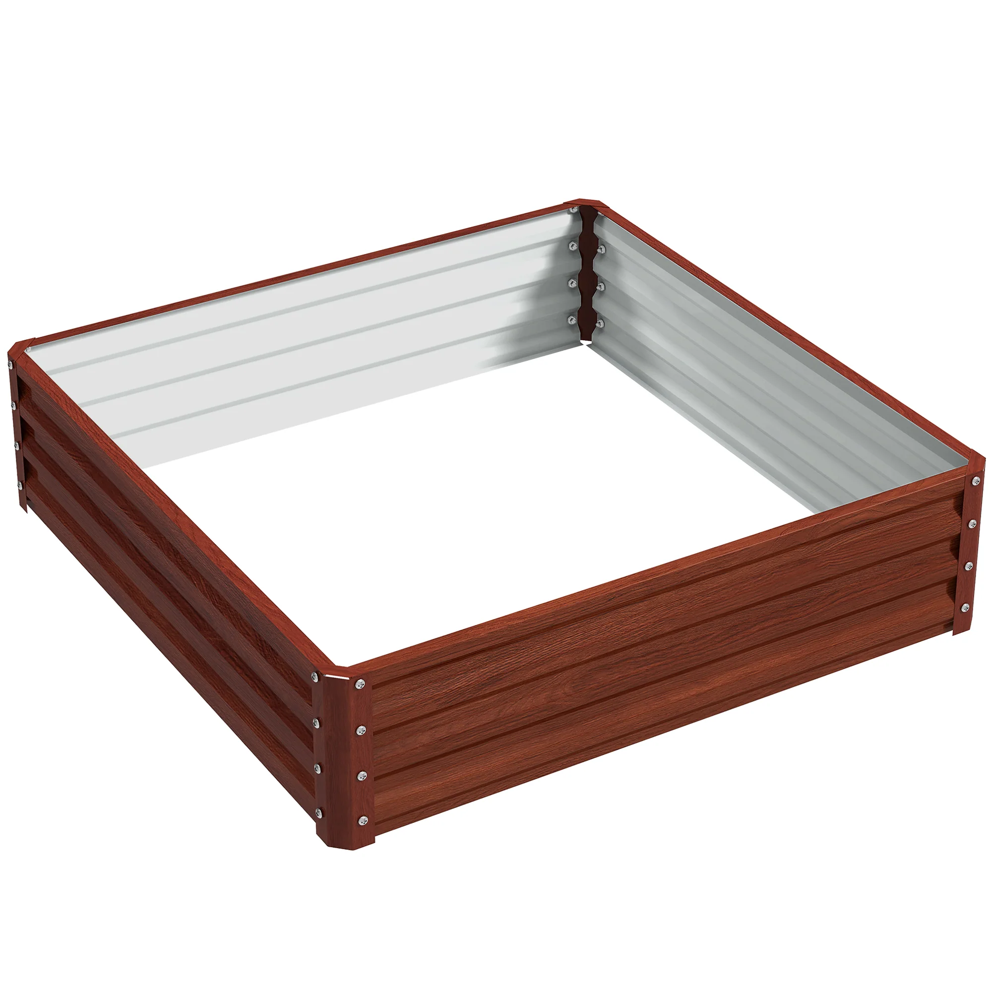 Galvanized Raised Garden Bed, 4' x 4' x 1' Metal Planter Box, for Growing Vegetables, Flowers, Herbs, Succulents, Natural Wood - Image 12