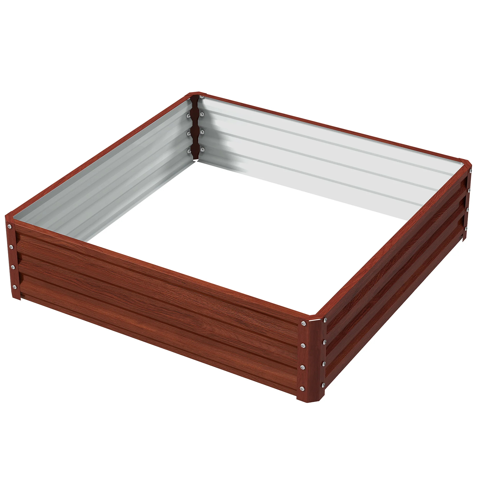 Galvanized Raised Garden Bed, 4' x 4' x 1' Metal Planter Box, for Growing Vegetables, Flowers, Herbs, Succulents, Natural Wood - Image 2