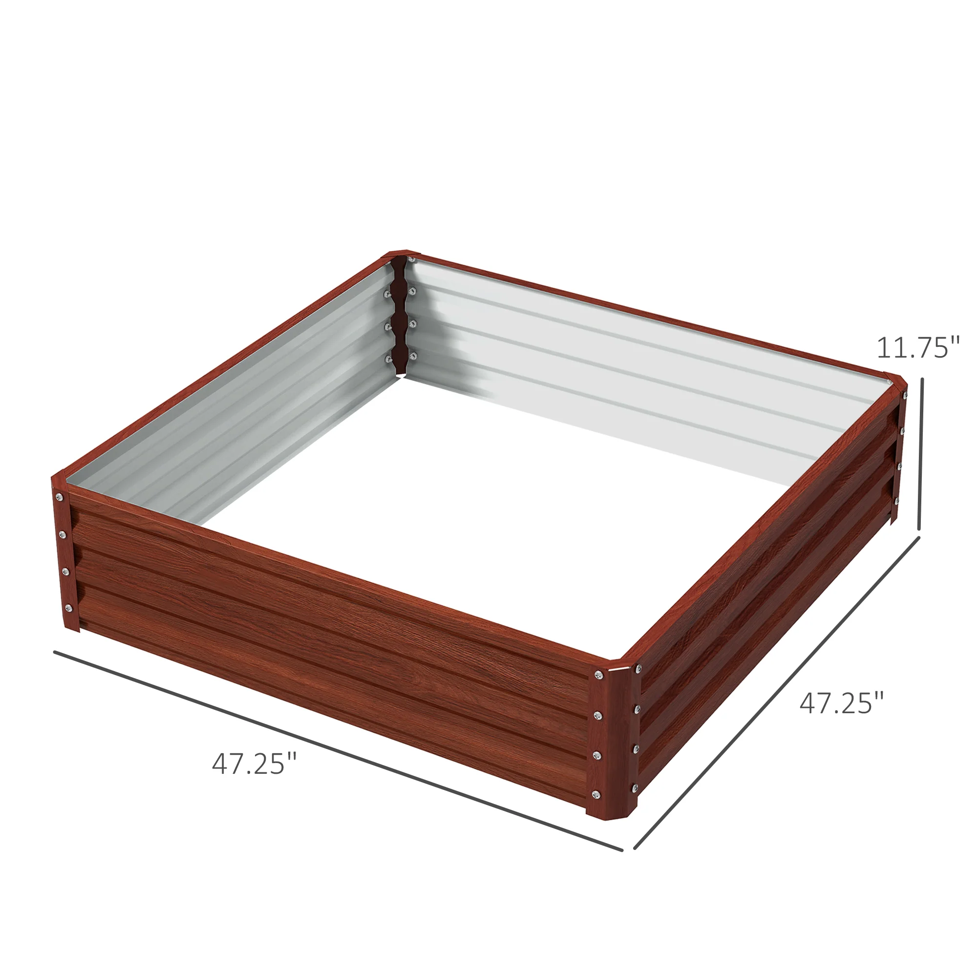 Galvanized Raised Garden Bed, 4' x 4' x 1' Metal Planter Box, for Growing Vegetables, Flowers, Herbs, Succulents, Natural Wood - Image 5