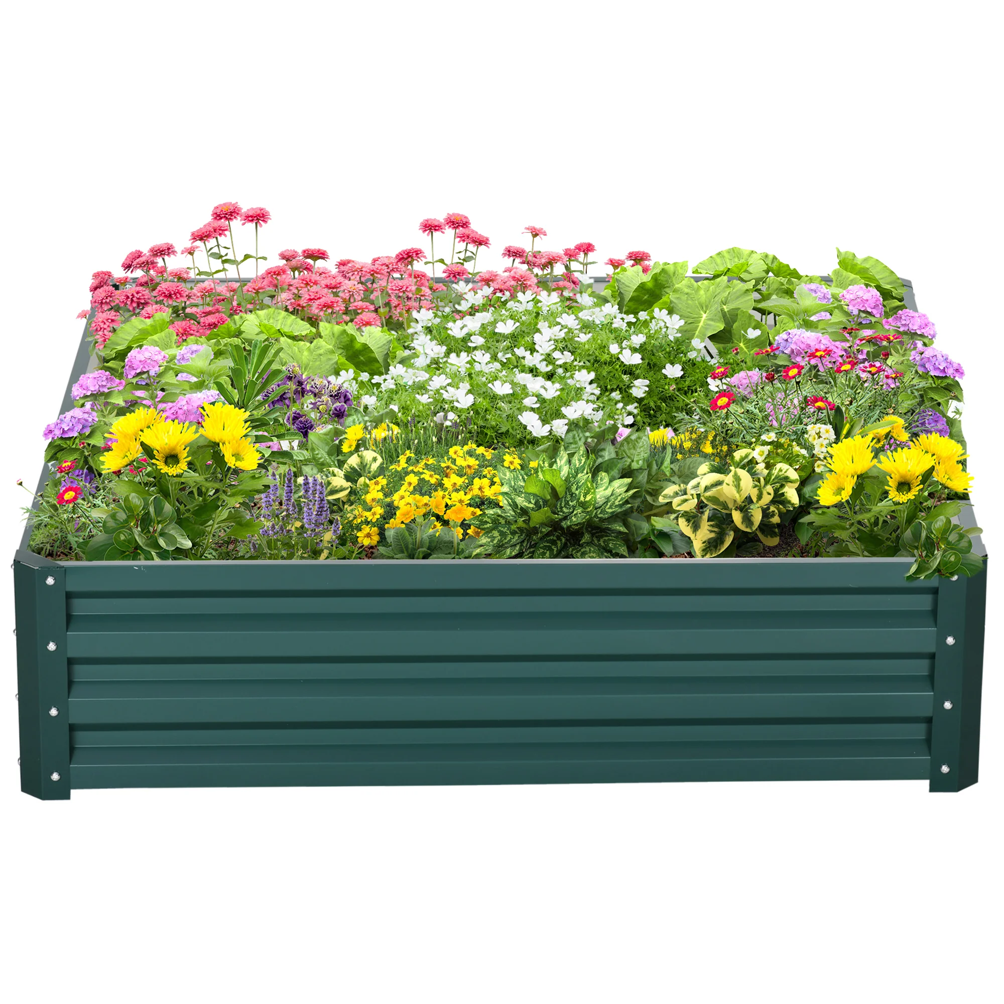 Galvanized Raised Garden Bed for Growing Vegetables, Flowers, Herbs, Succulents, 4' x 4' x 1', Green - Image 2