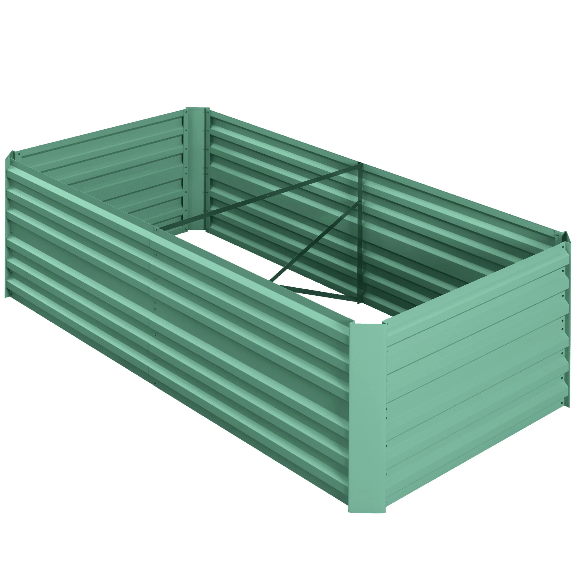 Galvanized Raised Garden Bed Kit with Reinforcing Bars, Large and Tall Metal Planter Box for Vegetables, Flowers and Herbs, 6' x 3' x 2', Light Green - Image 2
